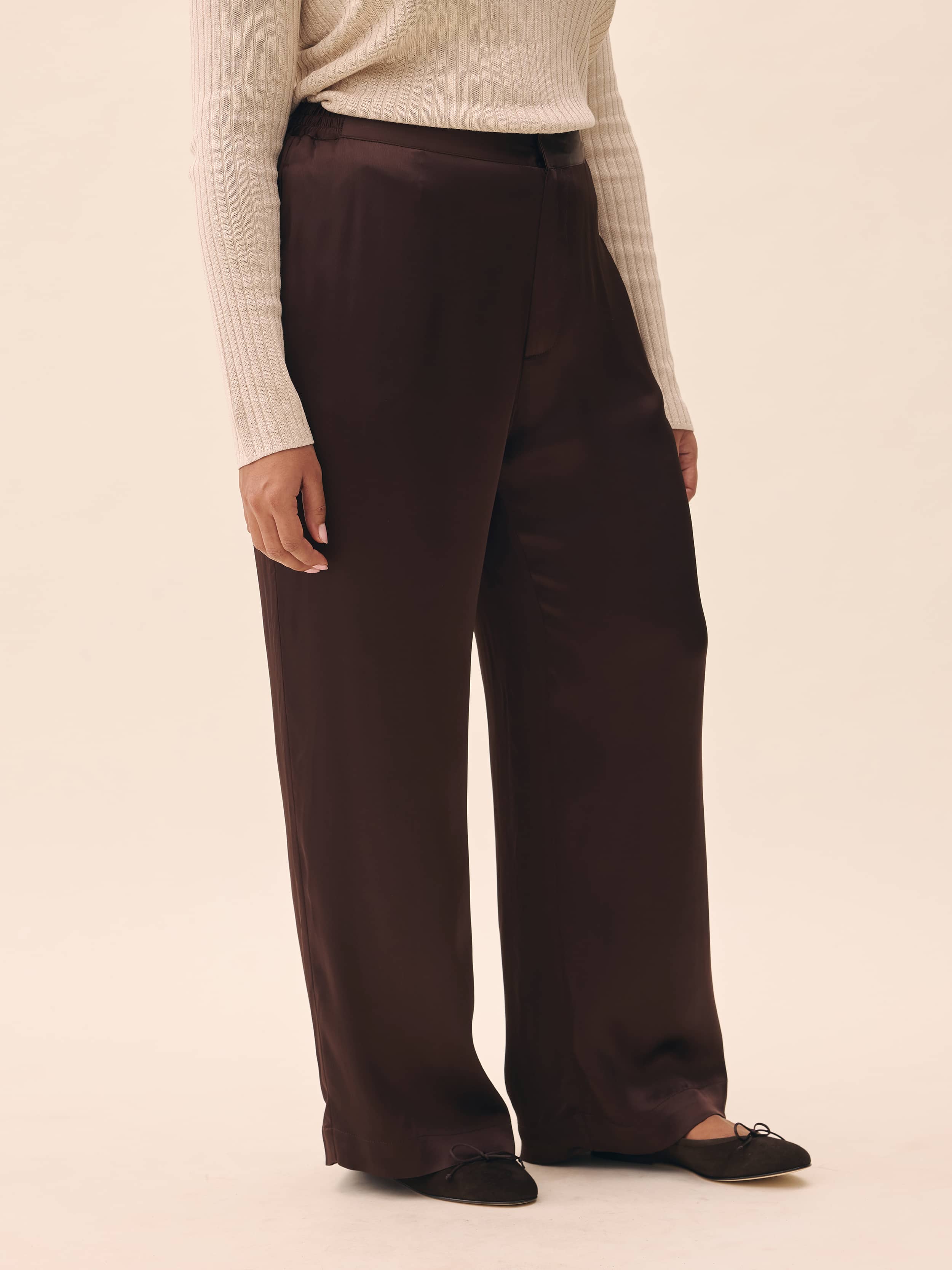 Satin Viscose Pants - Dark mocha | Djerf Avenue