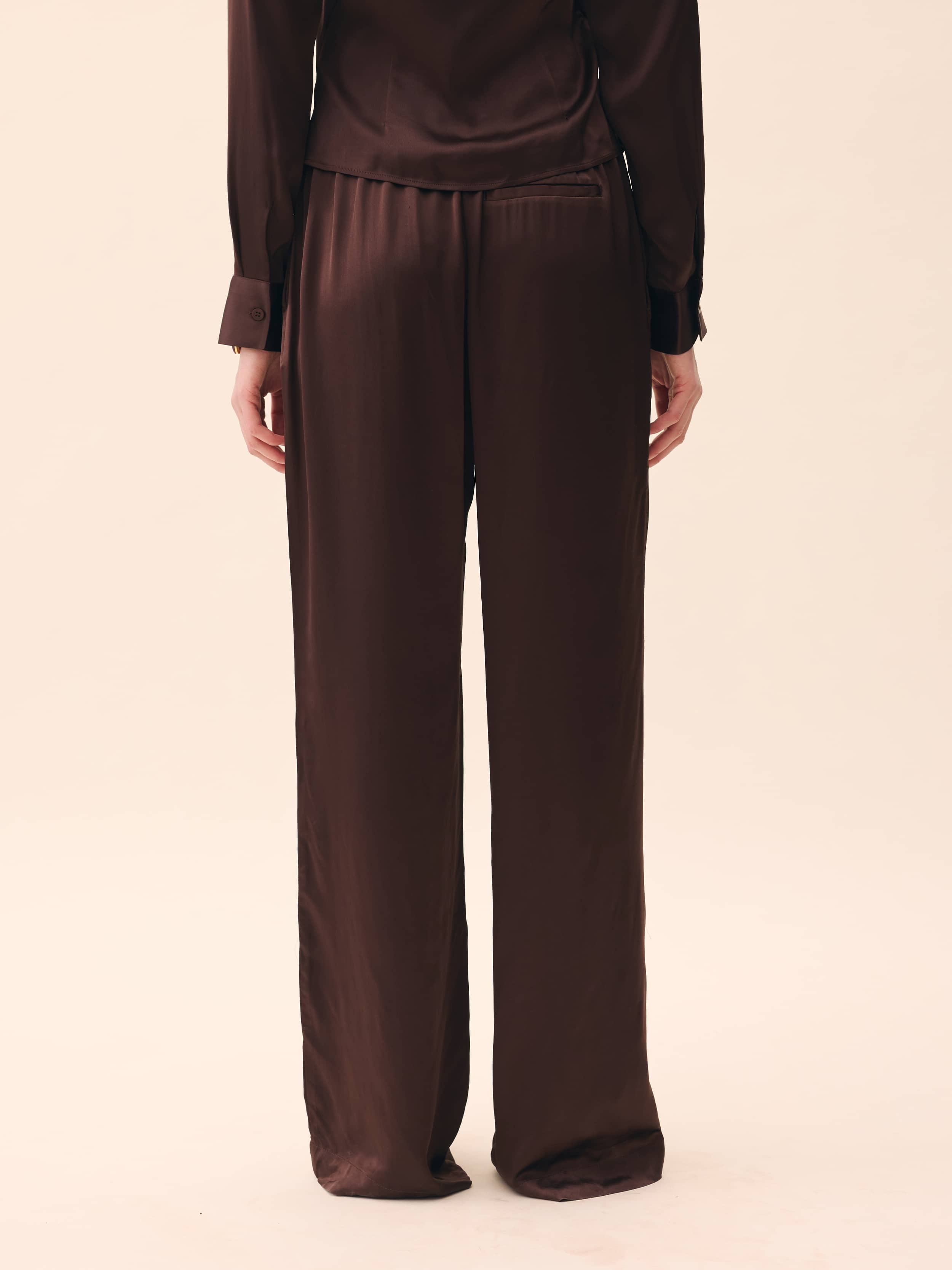 Satin Viscose Pants - Tall - Dark mocha | Djerf Avenue