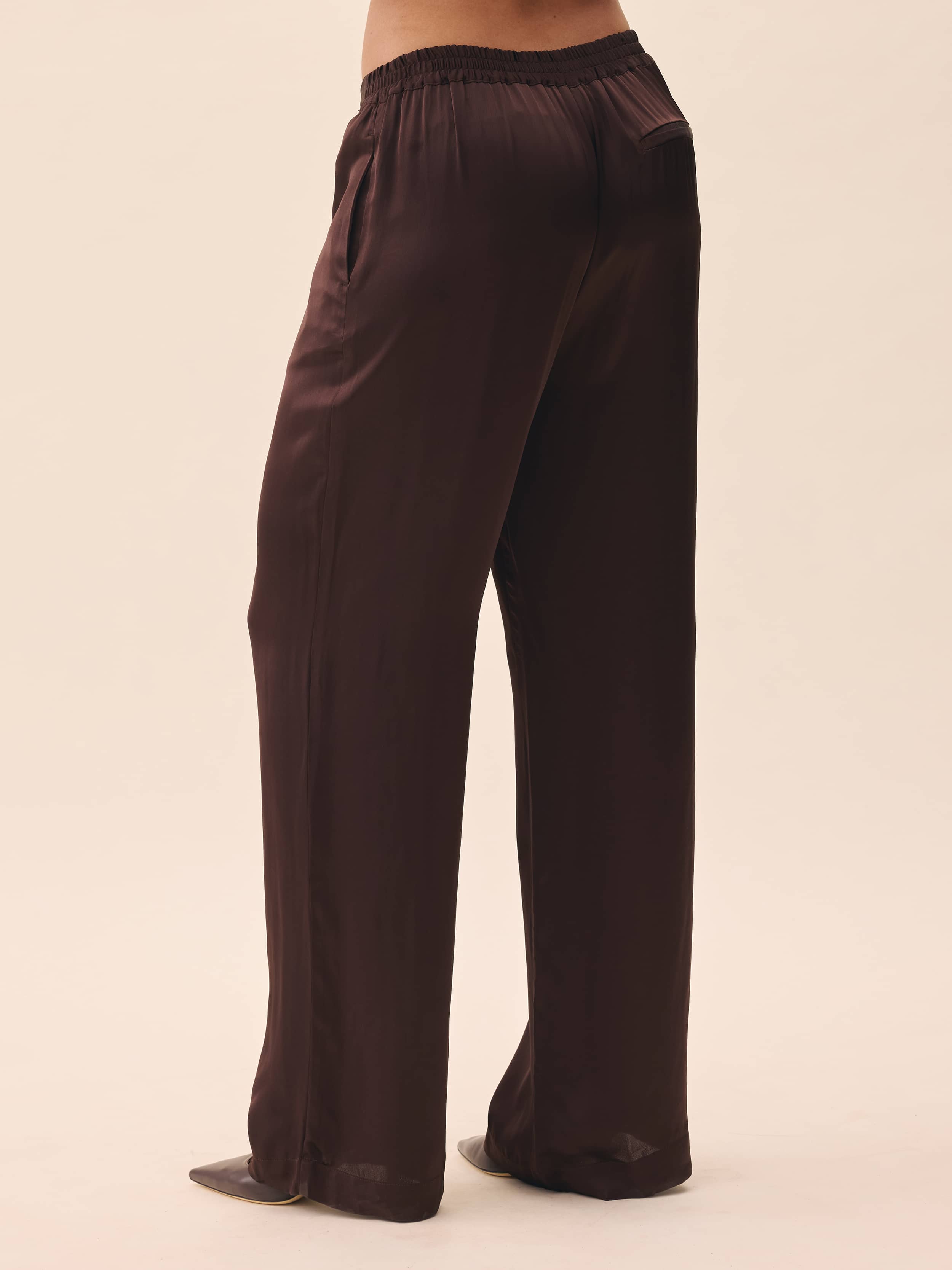 Satin Viscose Pants - Tall - Dark mocha | Djerf Avenue