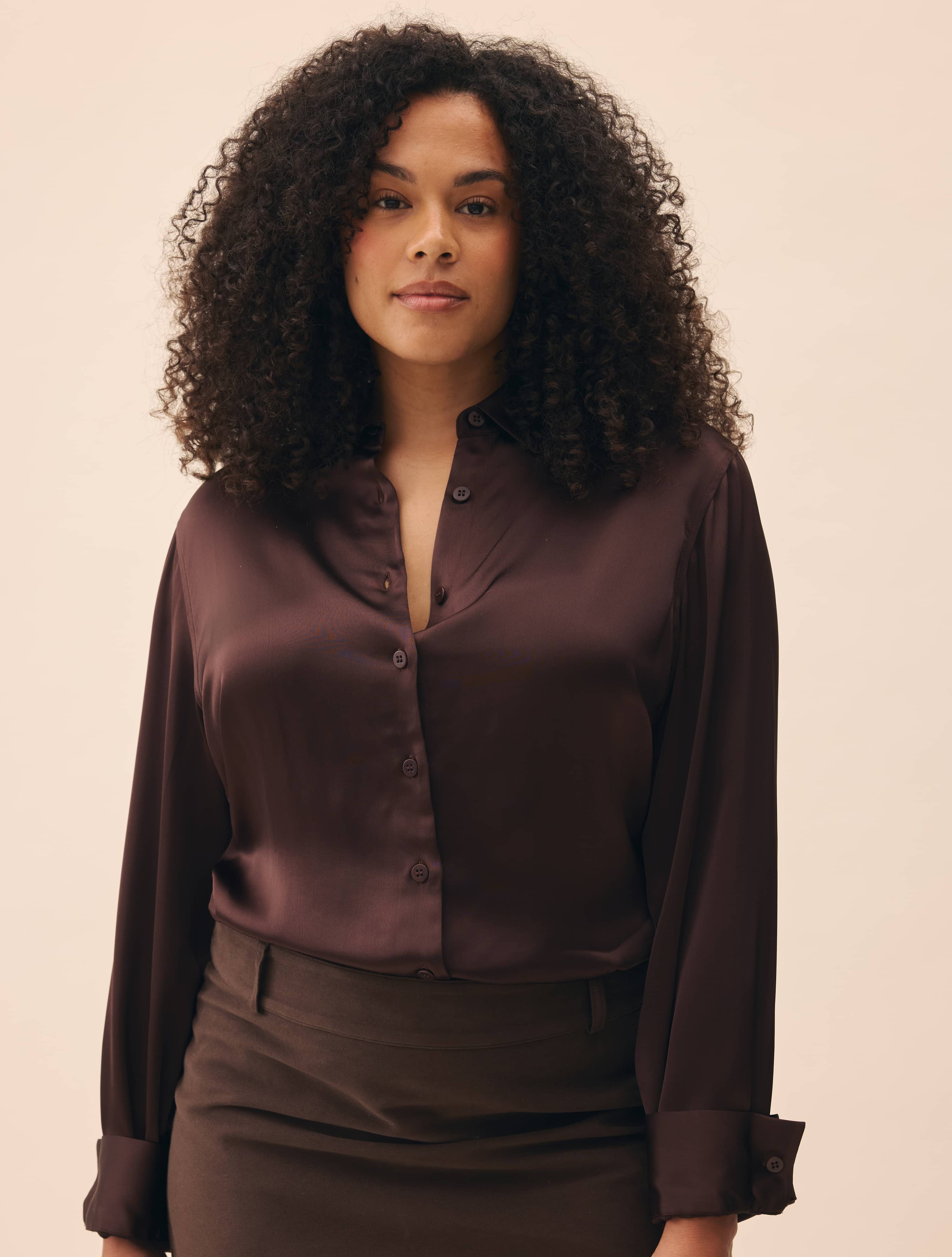 Little Viscose Shirt Dark Mocha - Dark mocha | Djerf Avenue