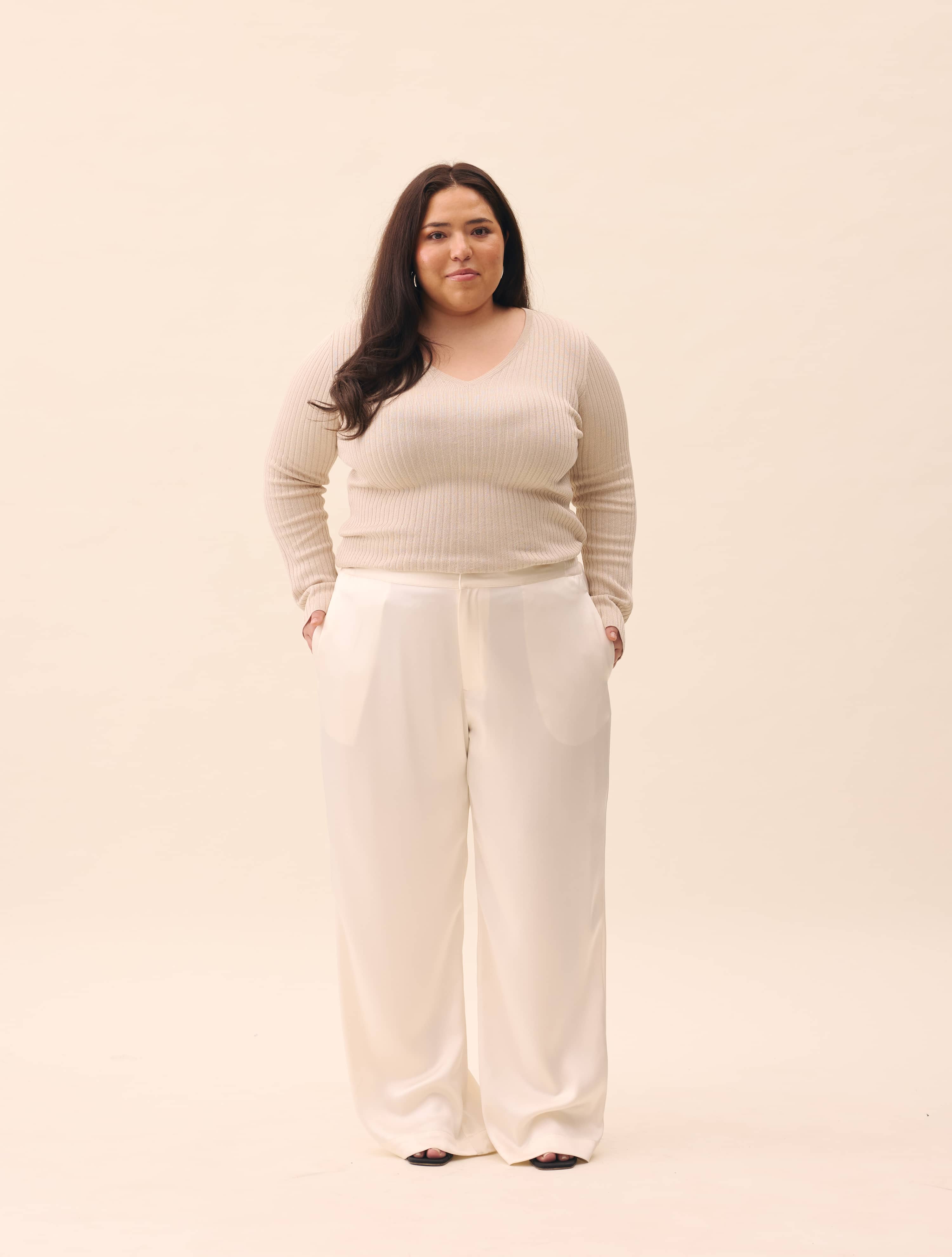 Satin Pants Ivory - Ivory | Djerf Avenue