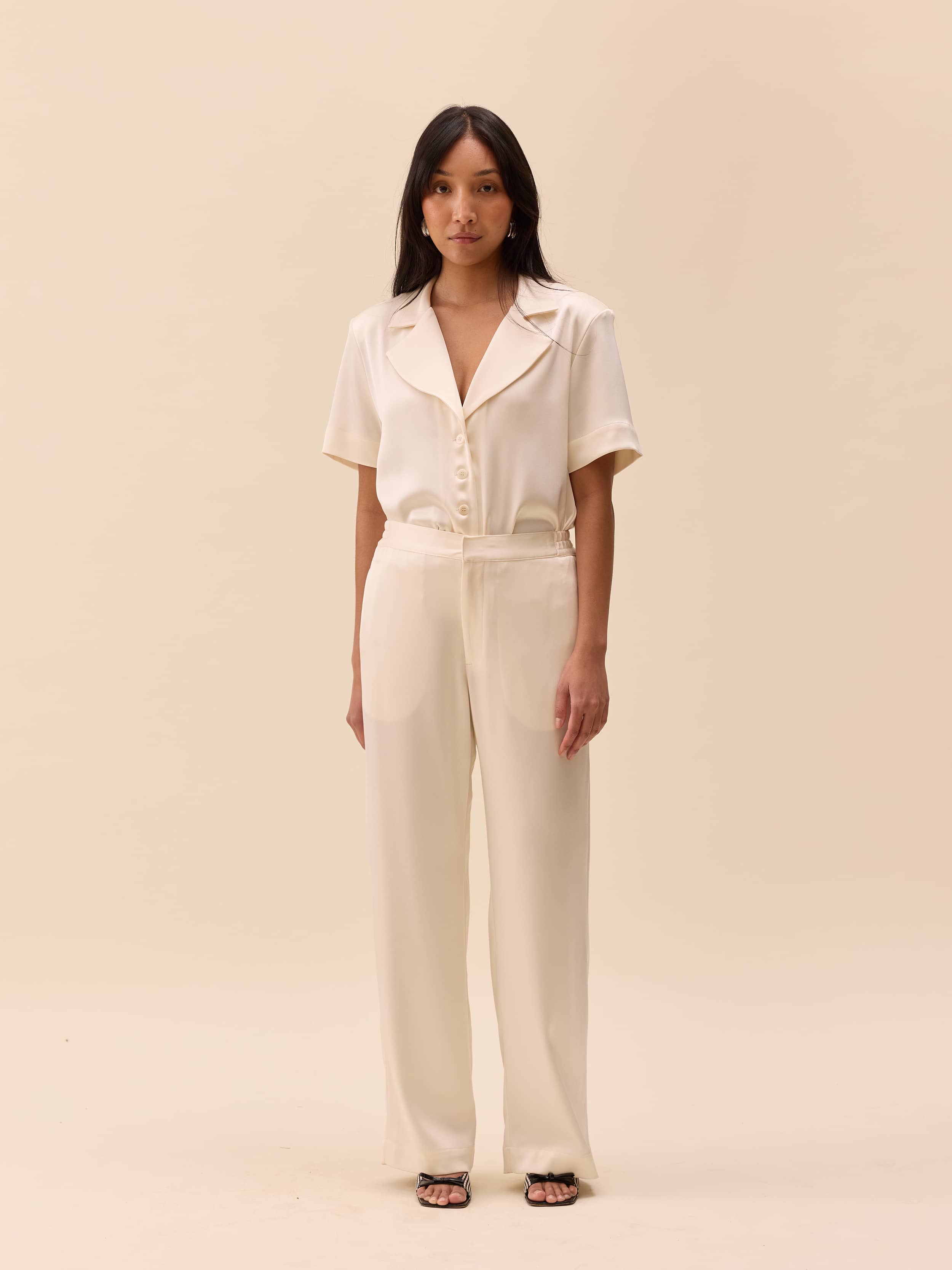 Satin Pants Ivory - Ivory | Djerf Avenue
