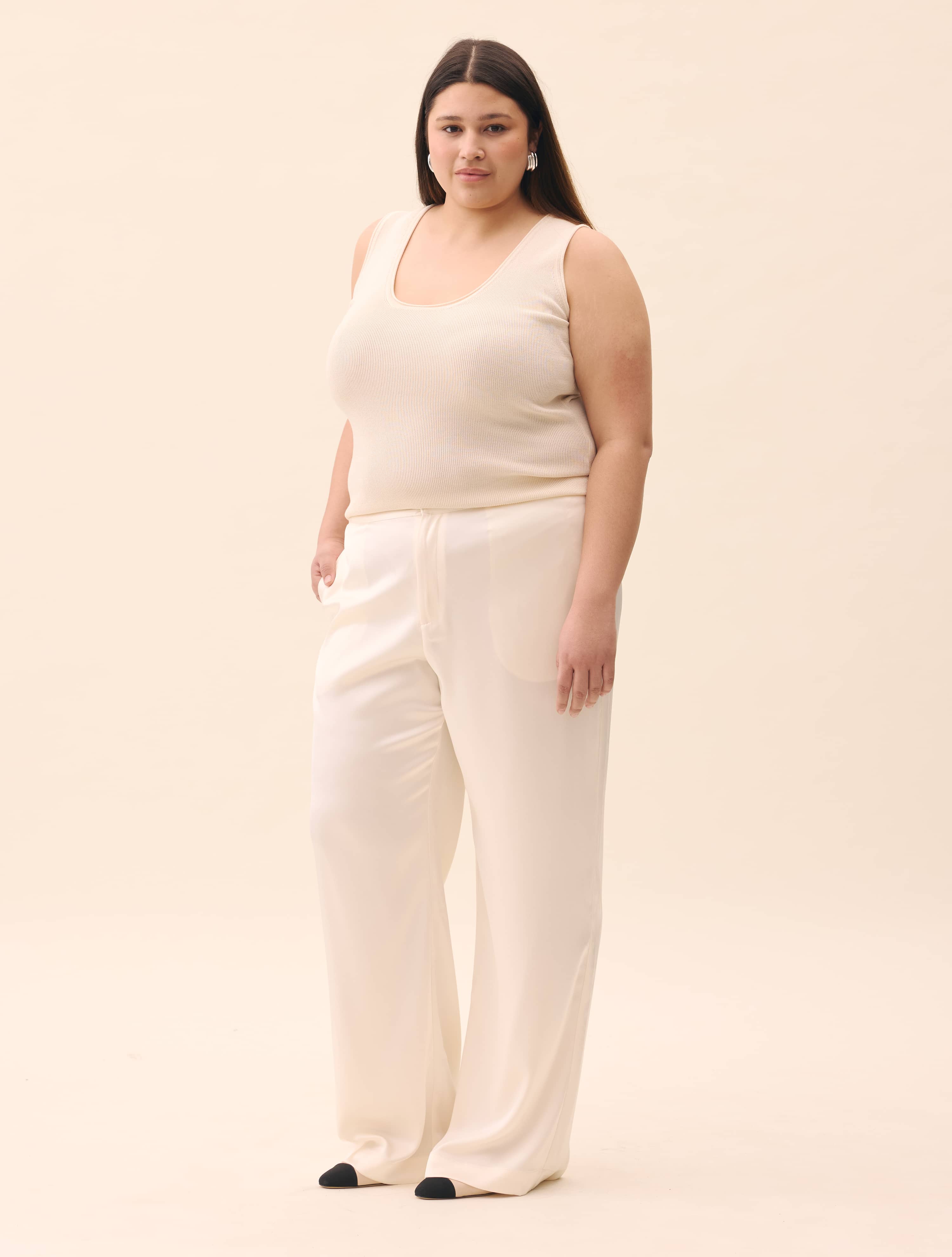 Satin Pants Ivory - Ivory | Djerf Avenue