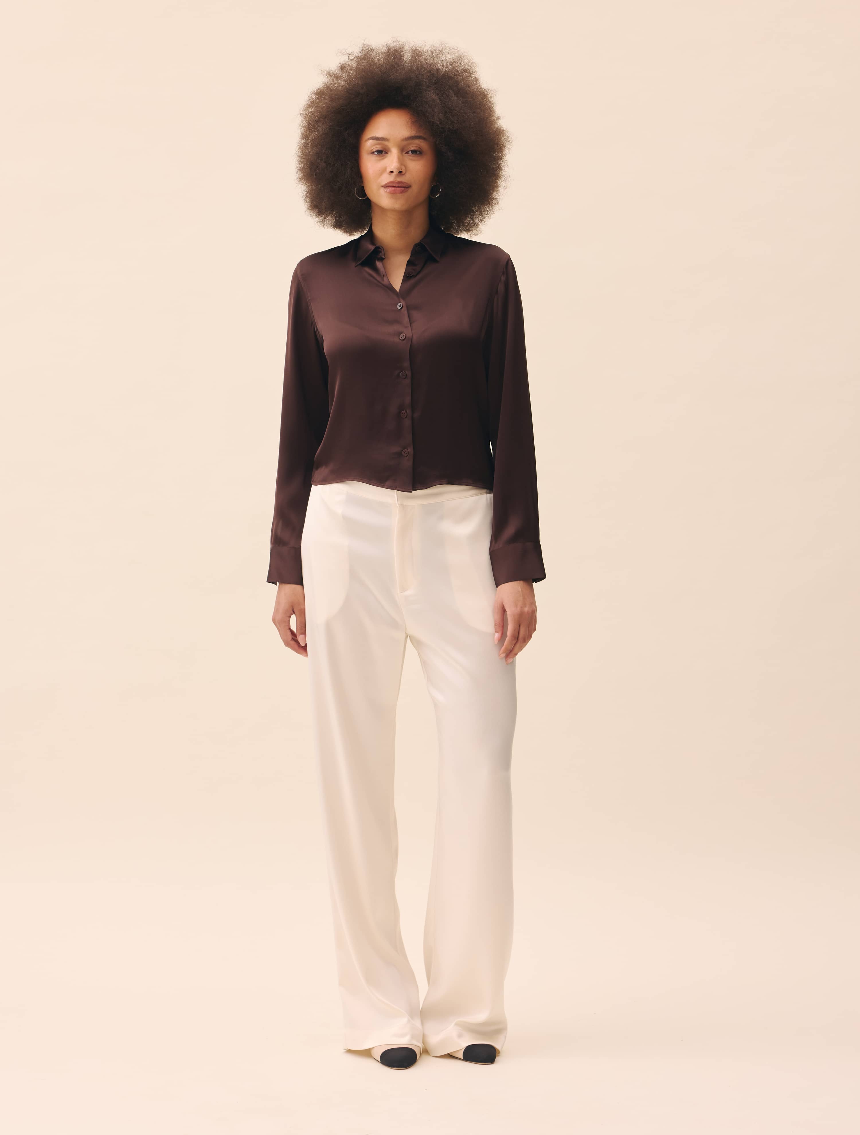 Satin Pants Ivory - Ivory | Djerf Avenue