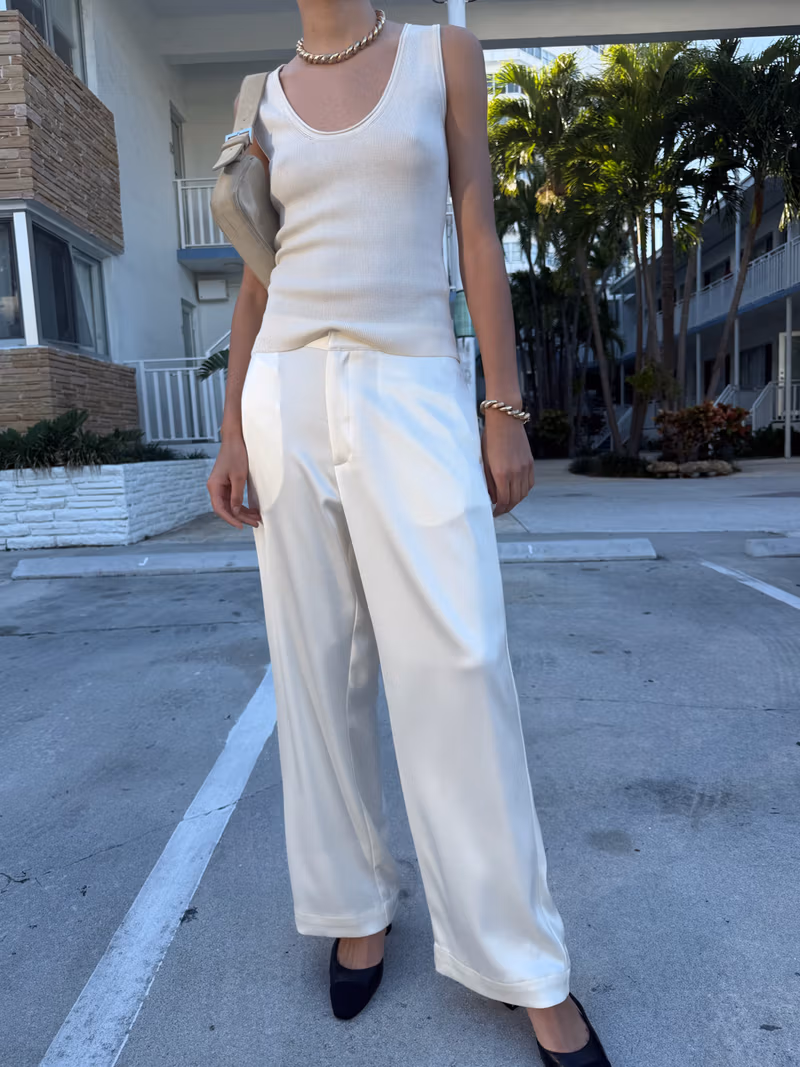 Satin Pants Ivory - Tall