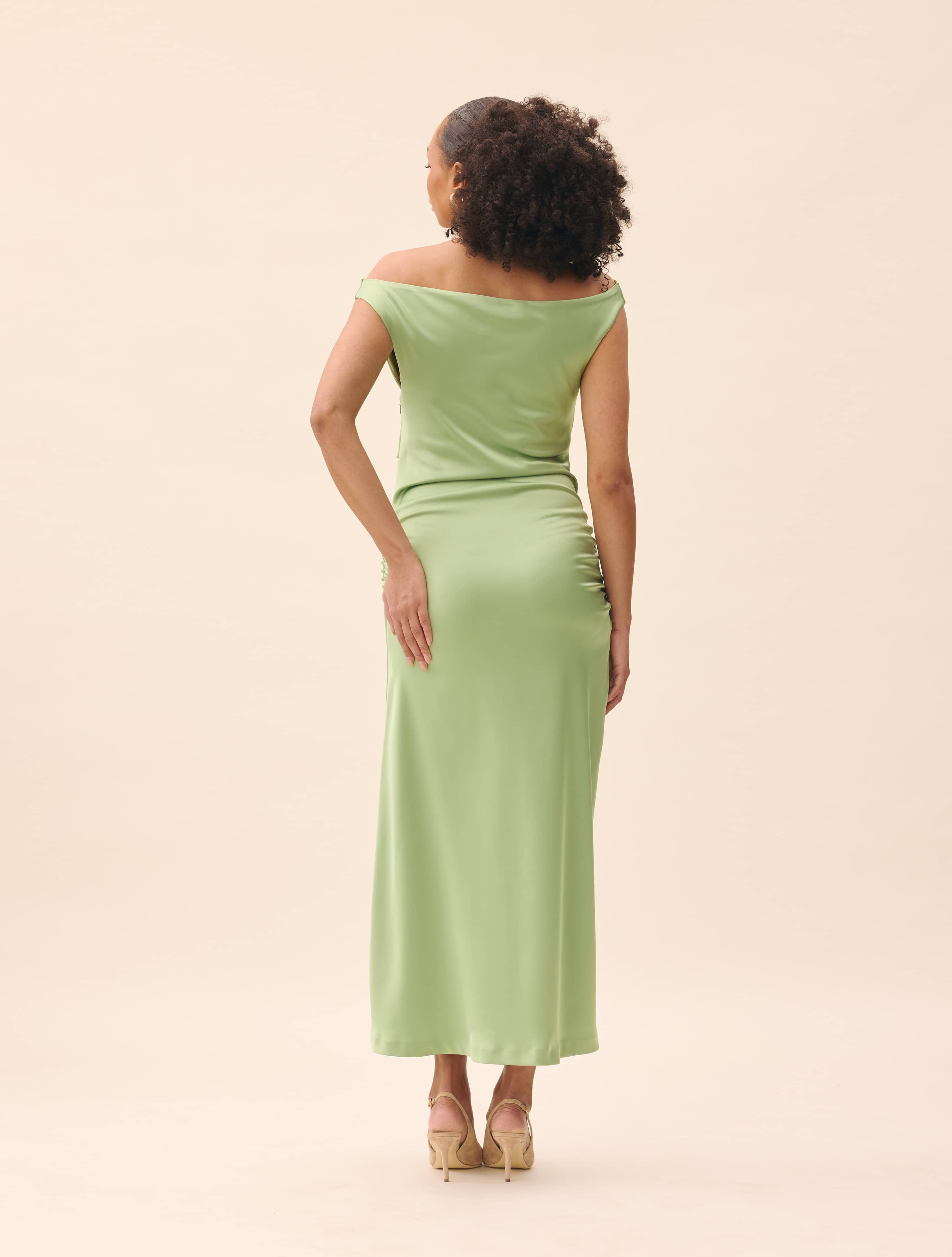 Occasion Satin Dress Pistachio | Djerf Avenue