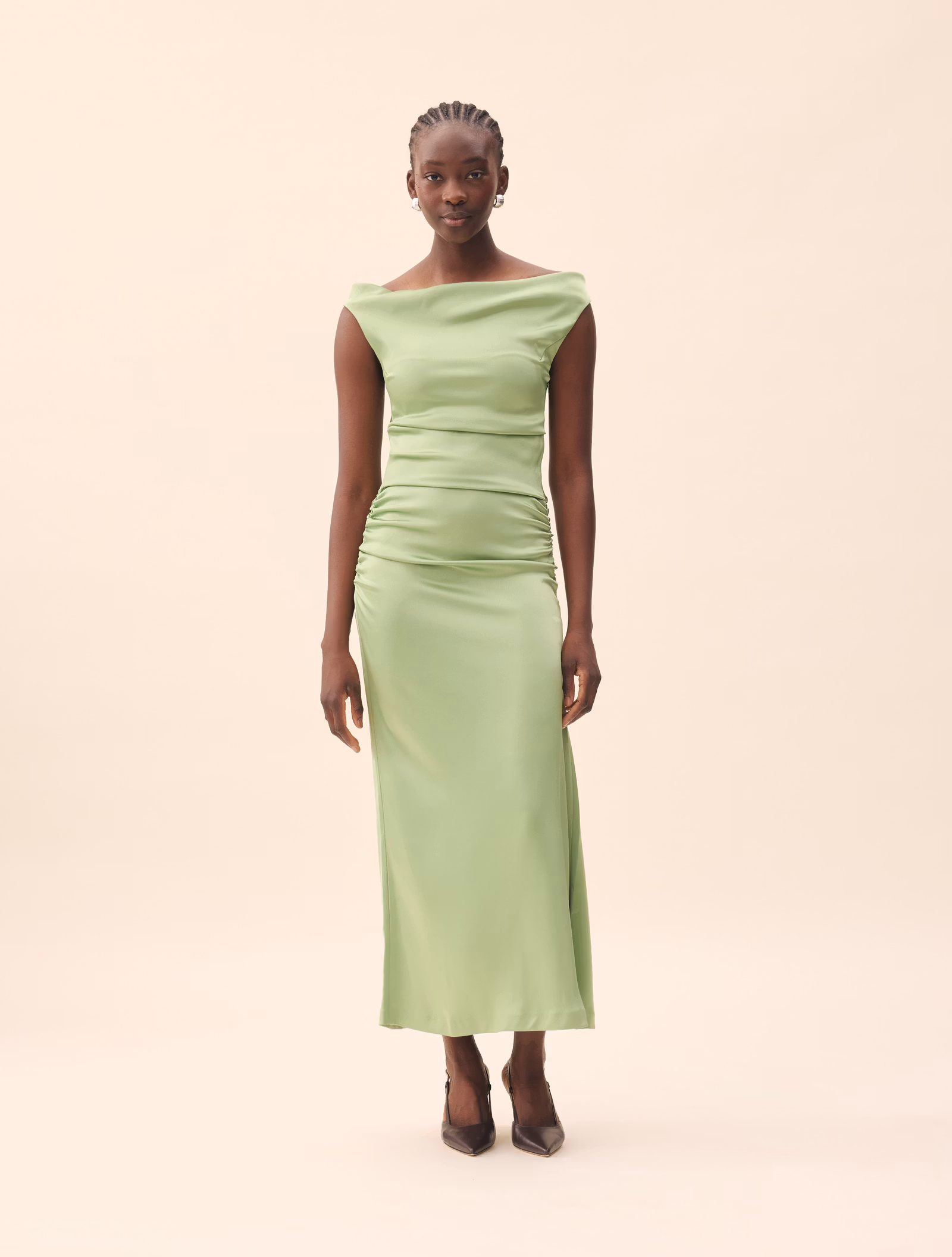 Occasion Satin Dress Pistachio