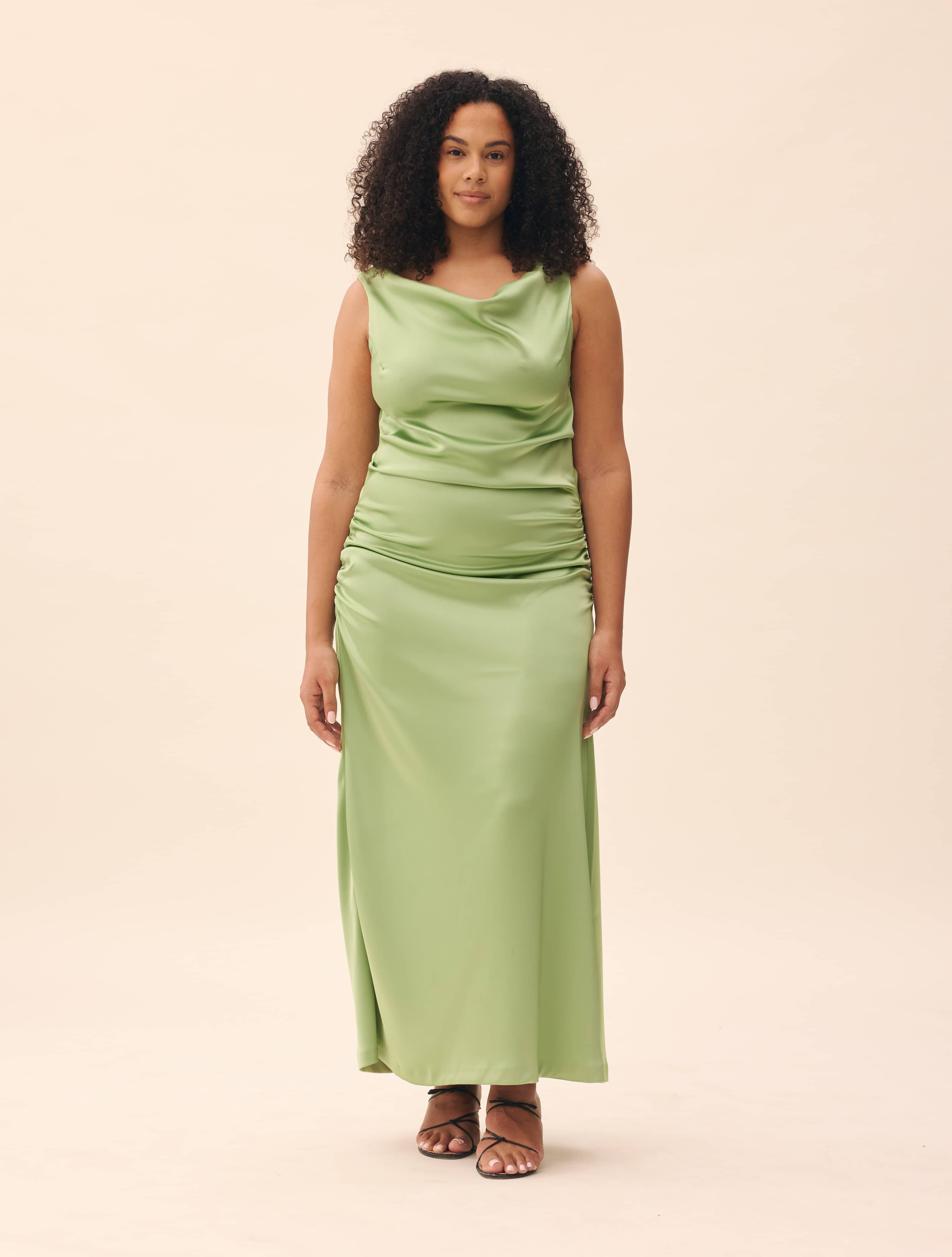 Occasion Satin Dress Pistachio - Pistachio | Djerf Avenue