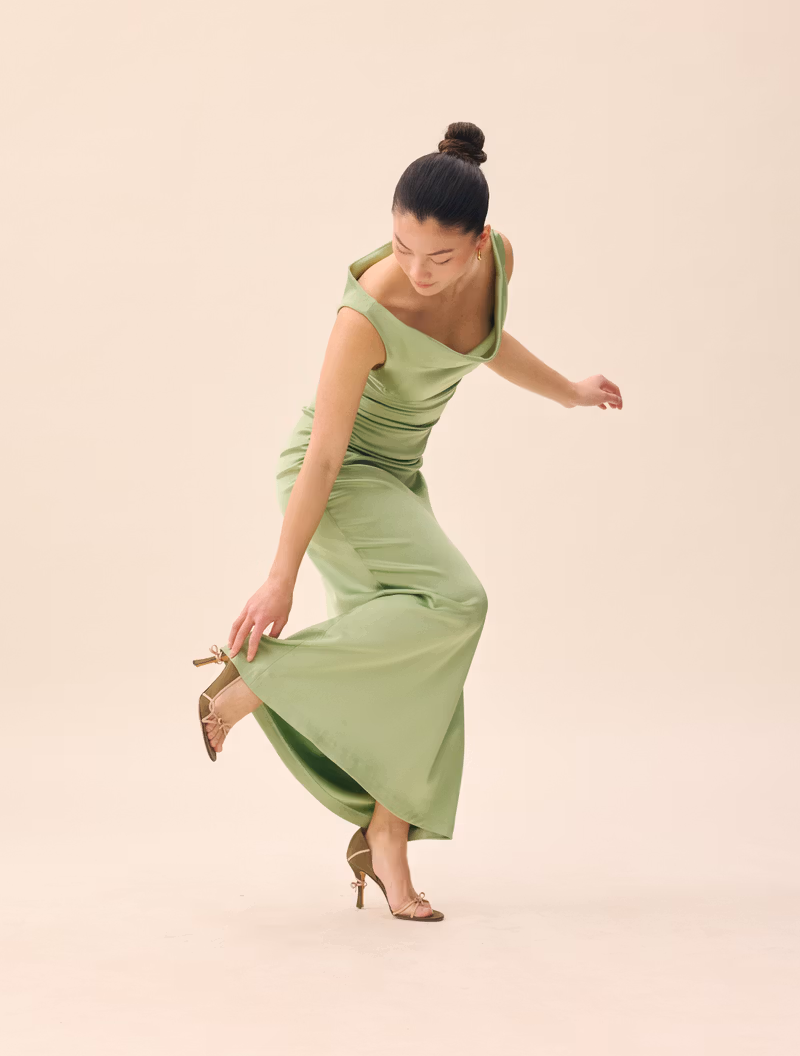 Occasion Satin Dress Pistachio