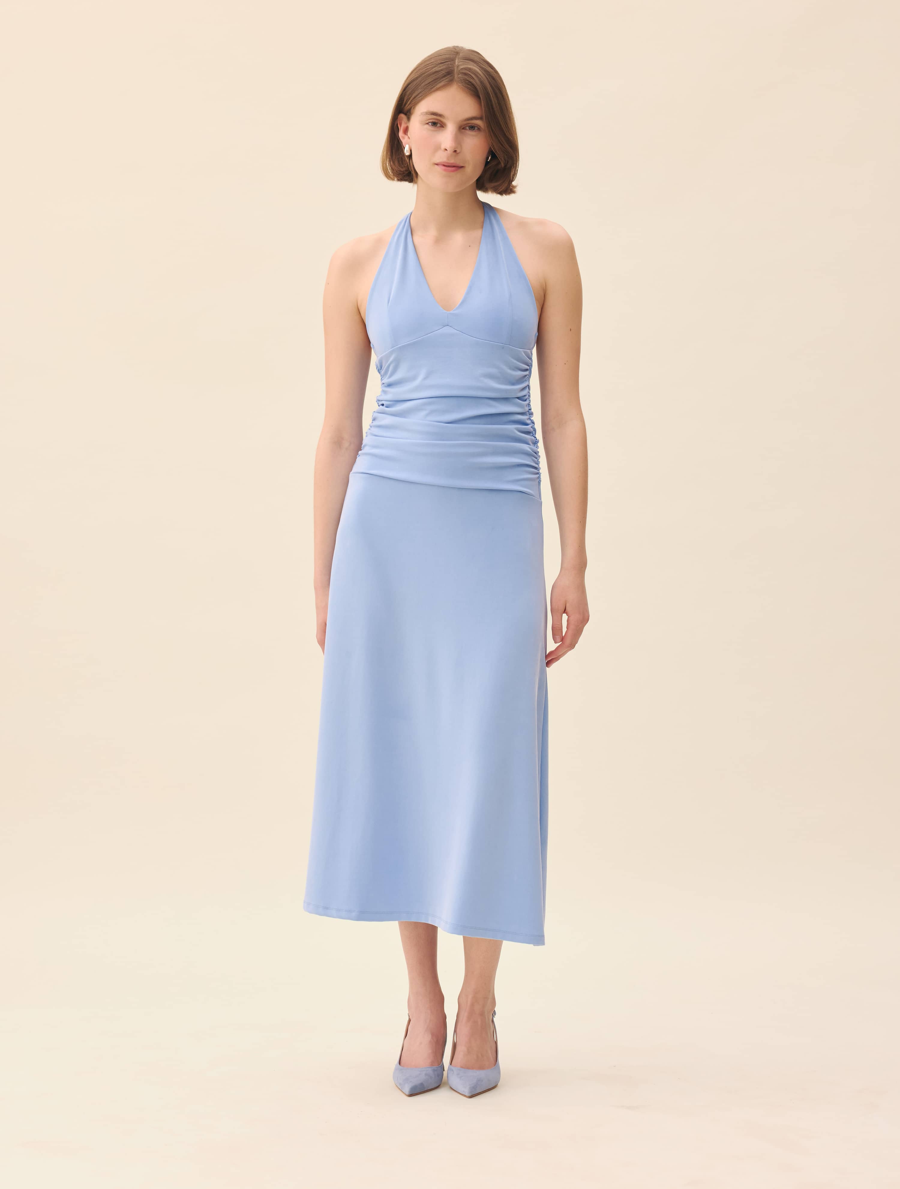 djerf avenue blue dress Blue Sequins Short Homecoming Dress with One Shoulder and Tassel main image 1