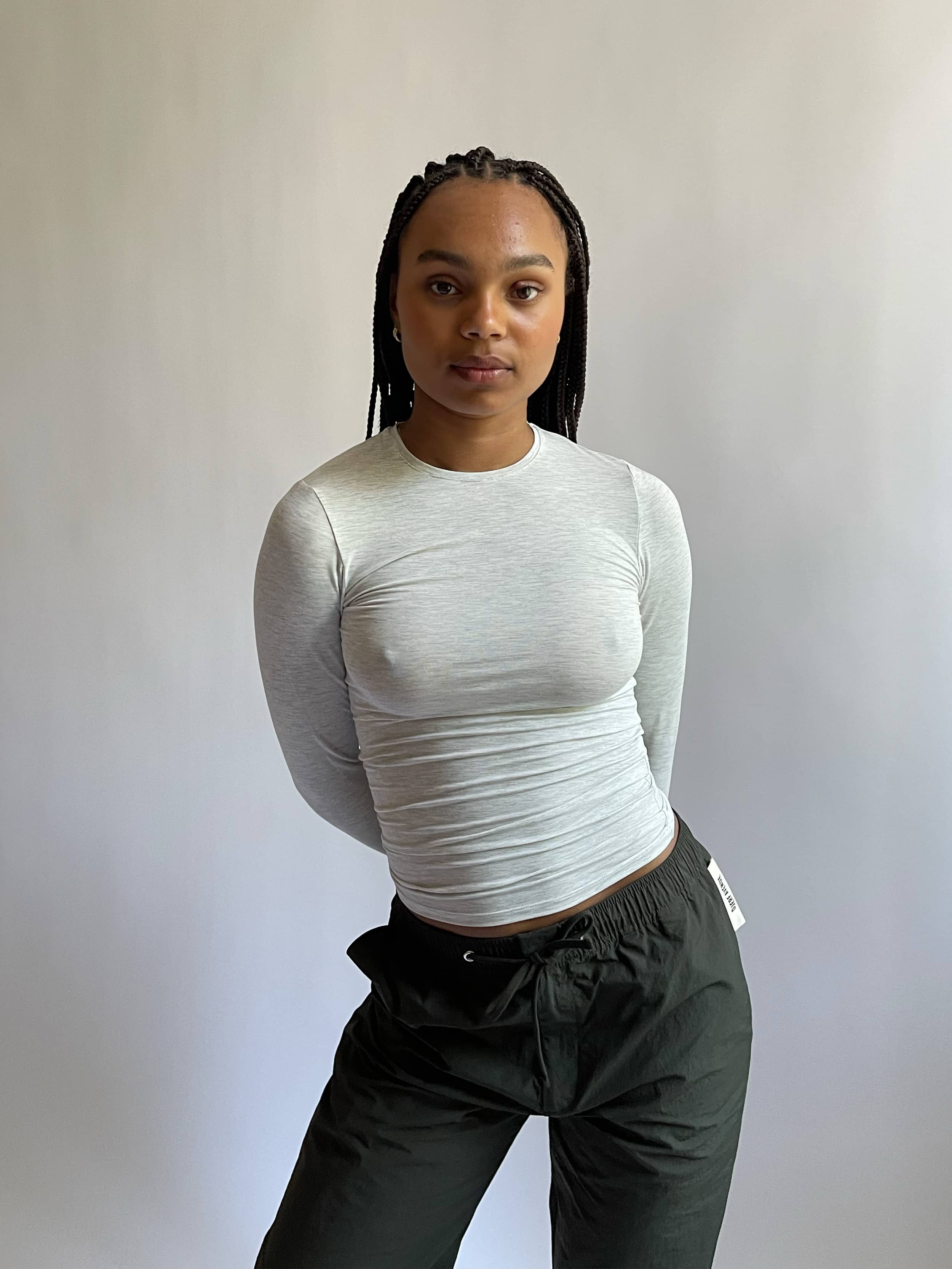 Daily Long Sleeve Top Grey Melange - Grey melange | Djerf Avenue