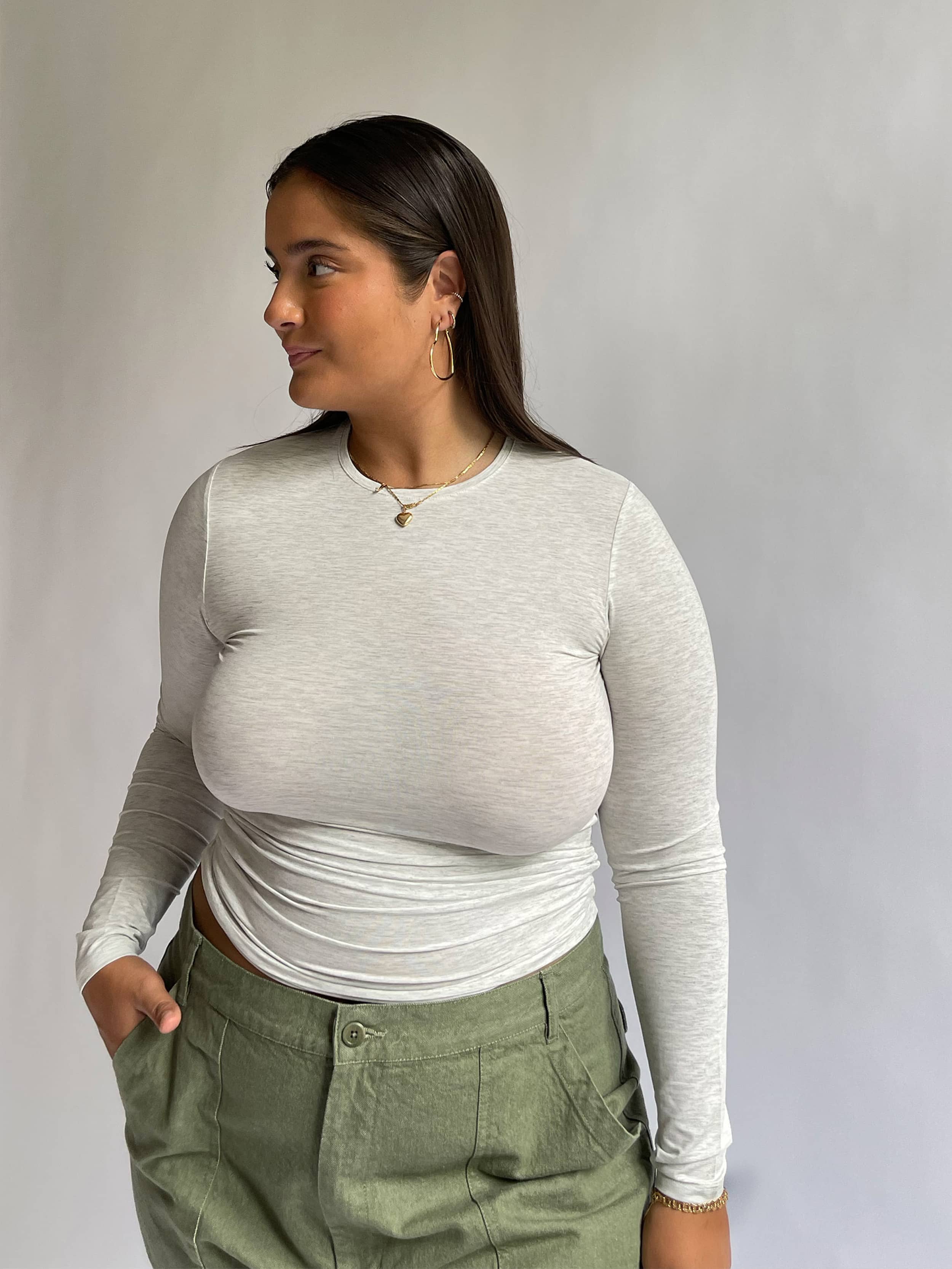 Daily Long Sleeve Top Grey Melange - Grey melange | Djerf Avenue