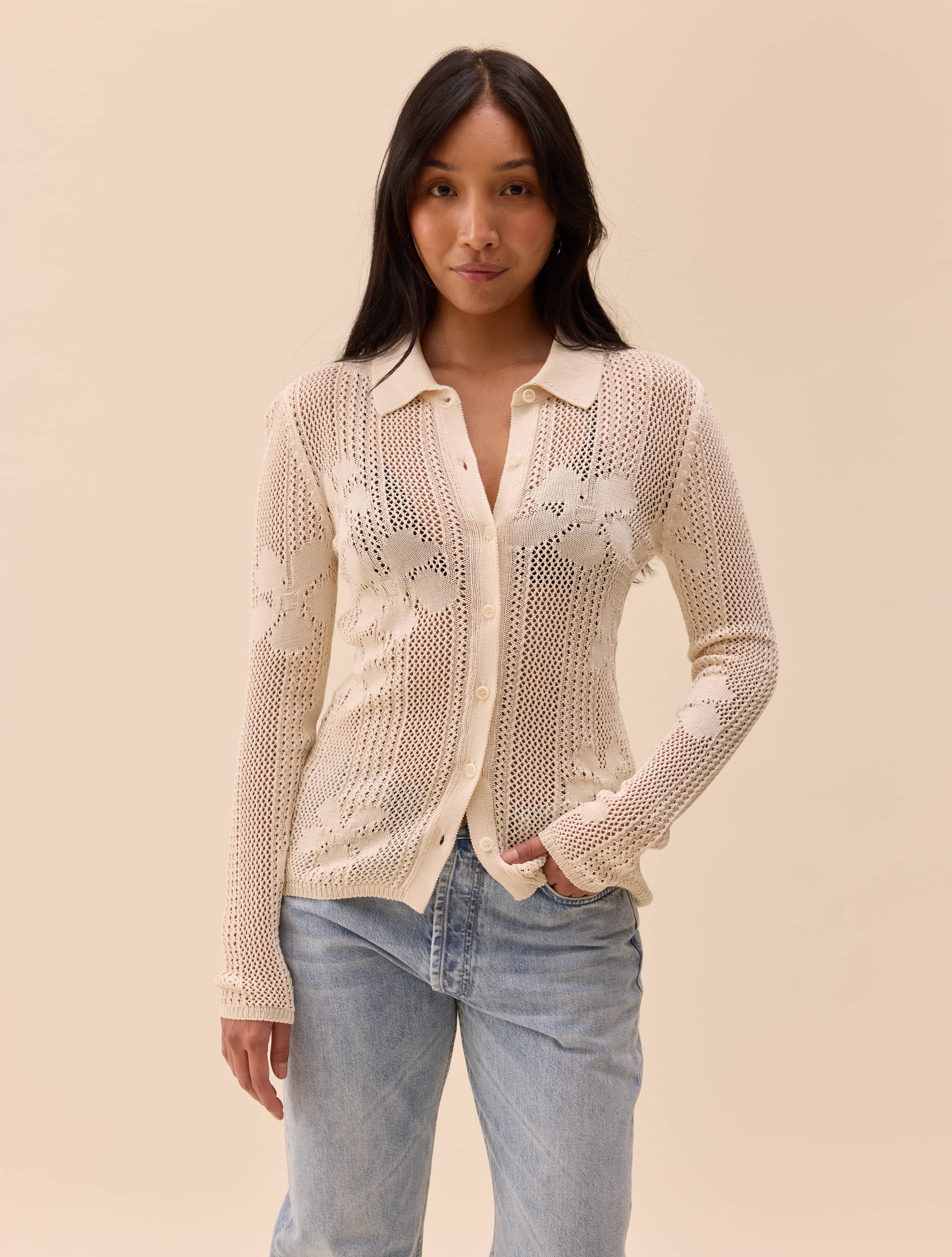 Flower Shirt Ivory - Ivory | Djerf Avenue