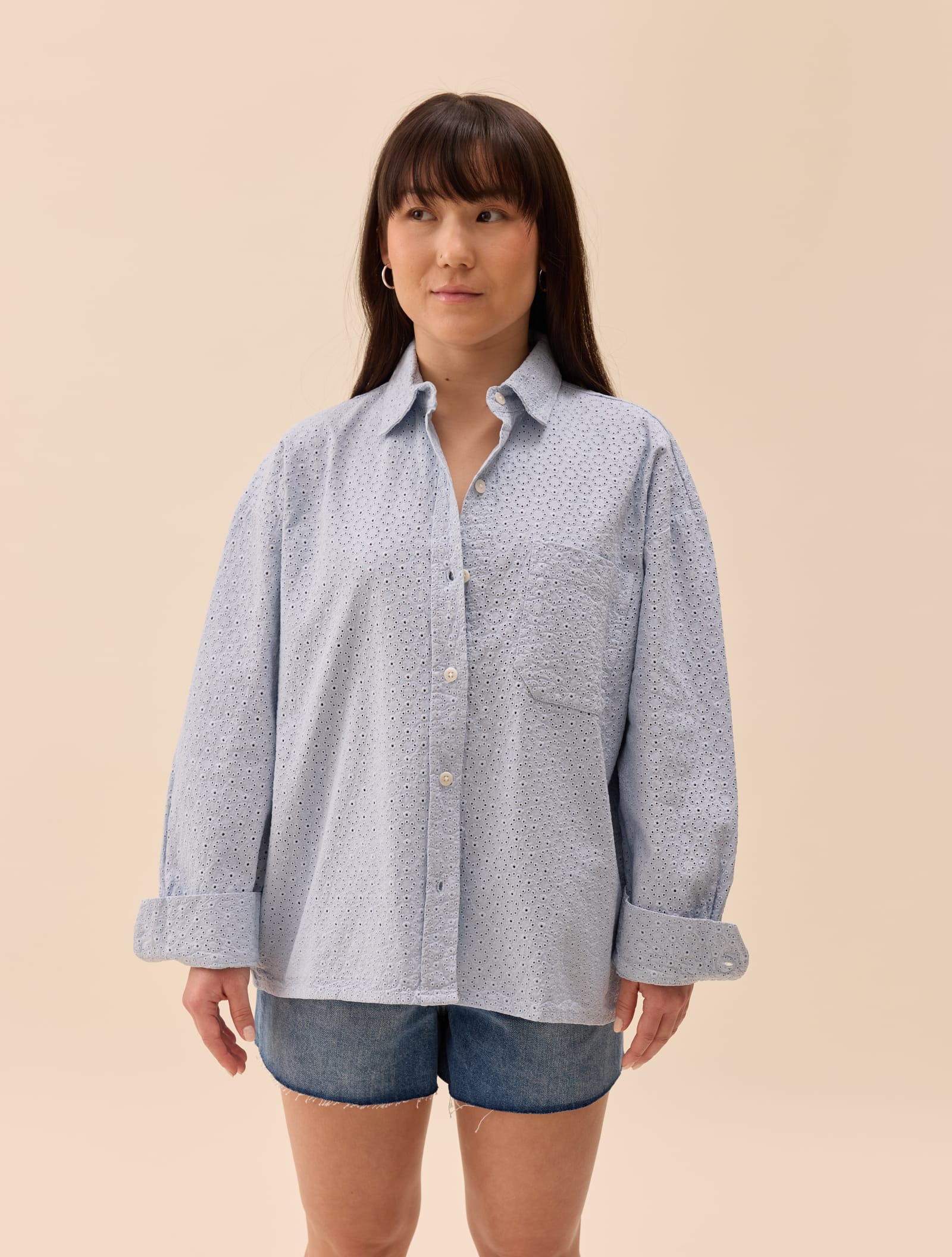 Broderie Shirt Airy Blue