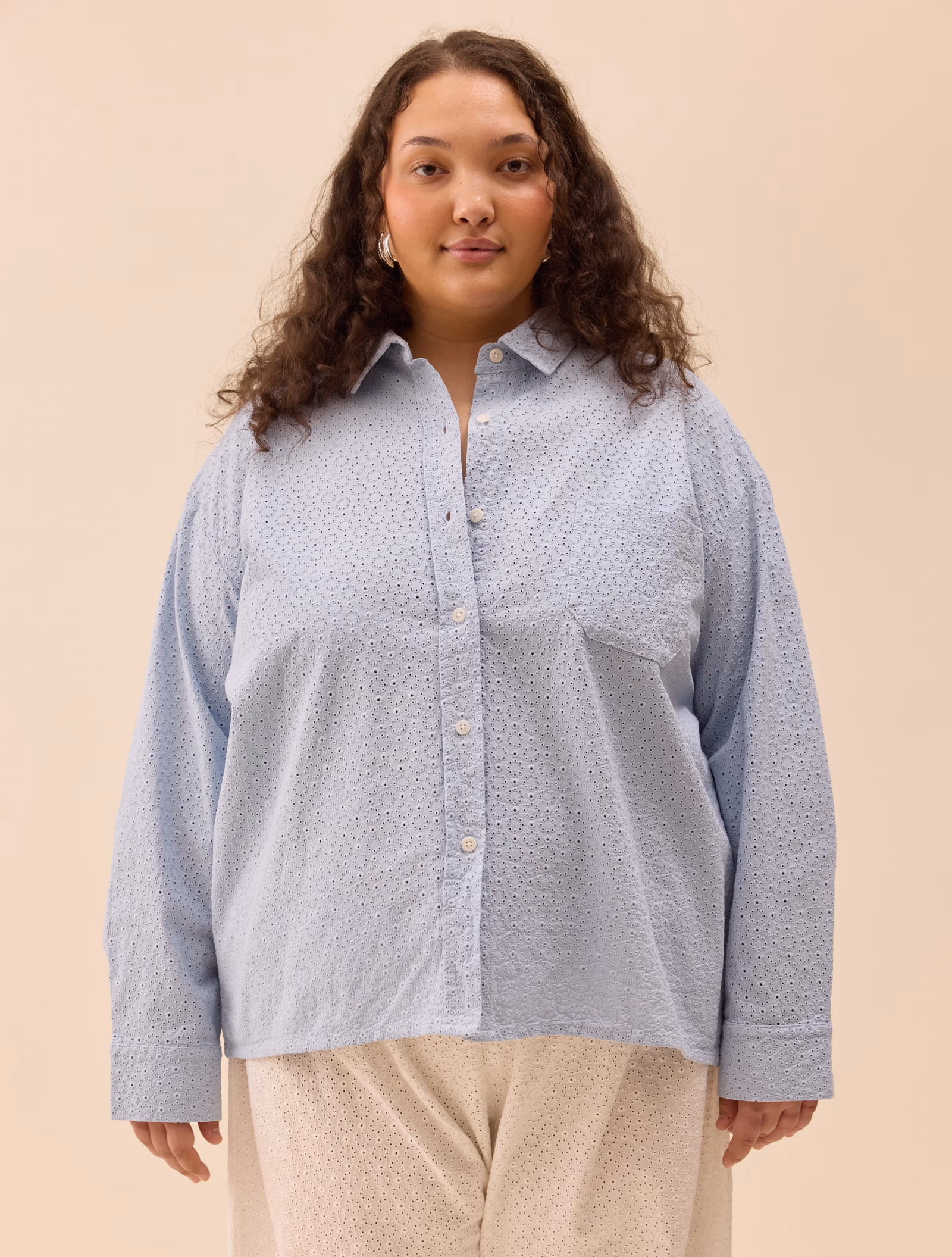 Broderie Shirt Airy Blue