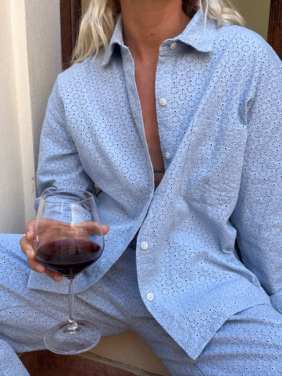 Broderie Shirt Airy Blue