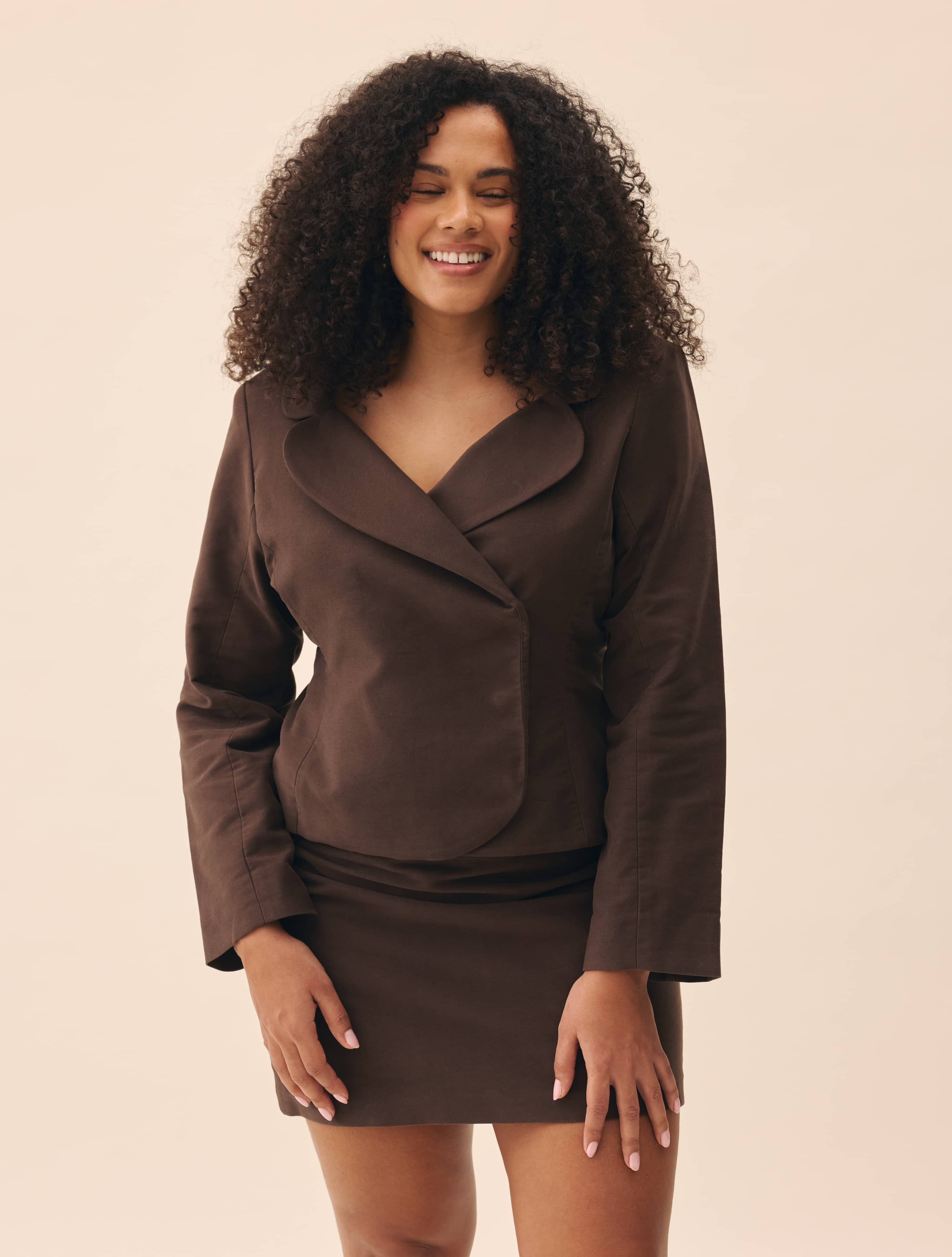 Moleskin Blazer Brown - Brown | Djerf Avenue