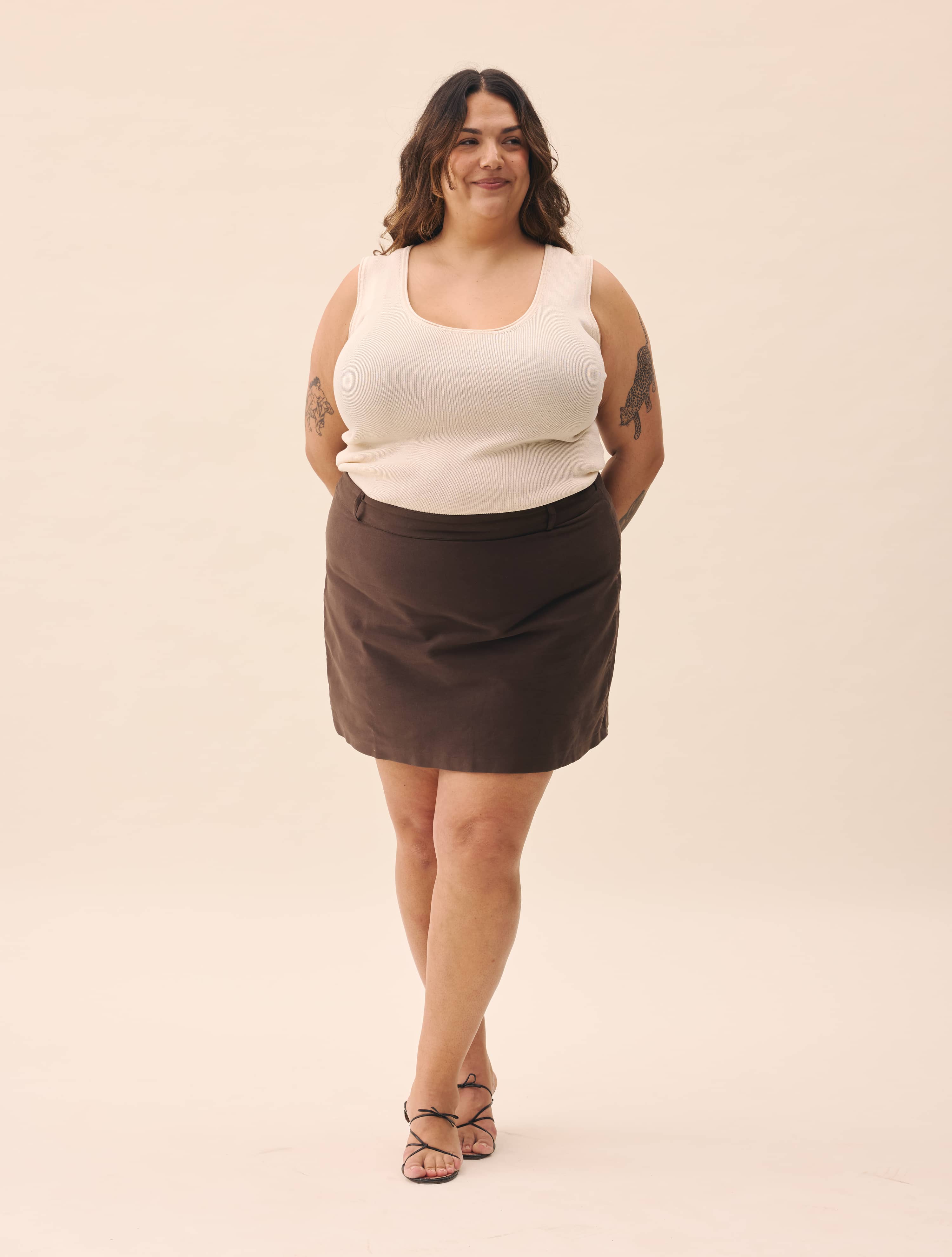 Moleskin Mini Skirt Brown - Brown | Djerf Avenue