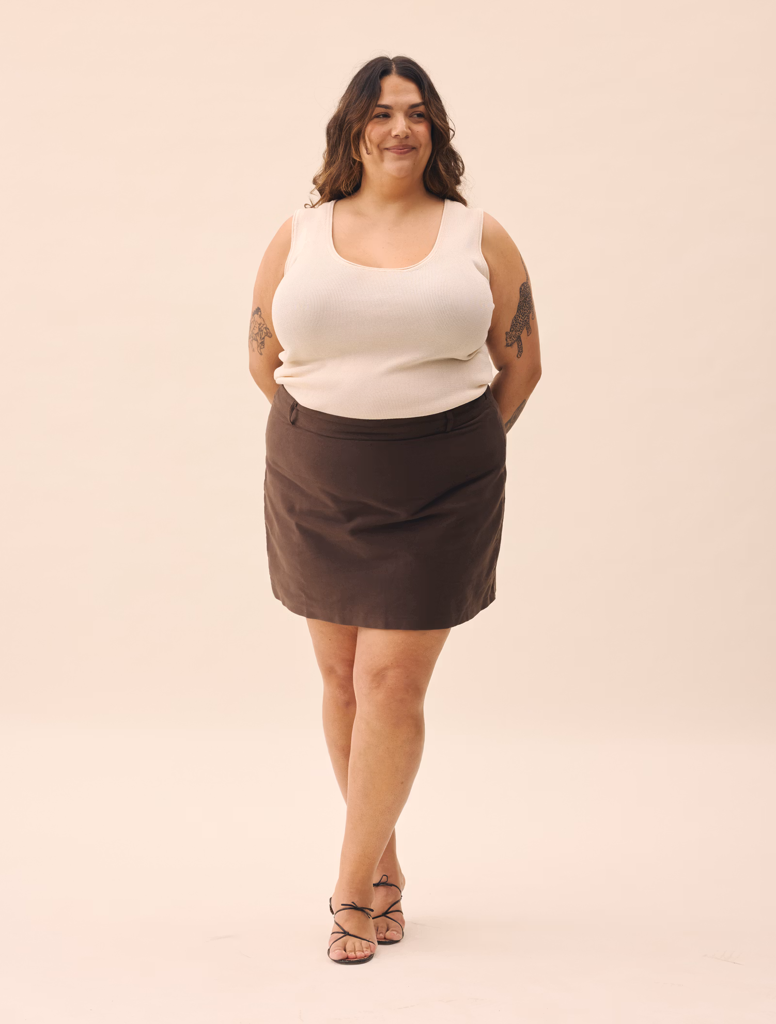 Moleskin Mini Skirt Brown