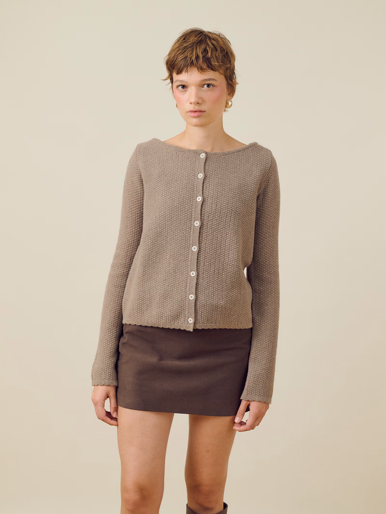 Moleskin Mini Skirt Brown