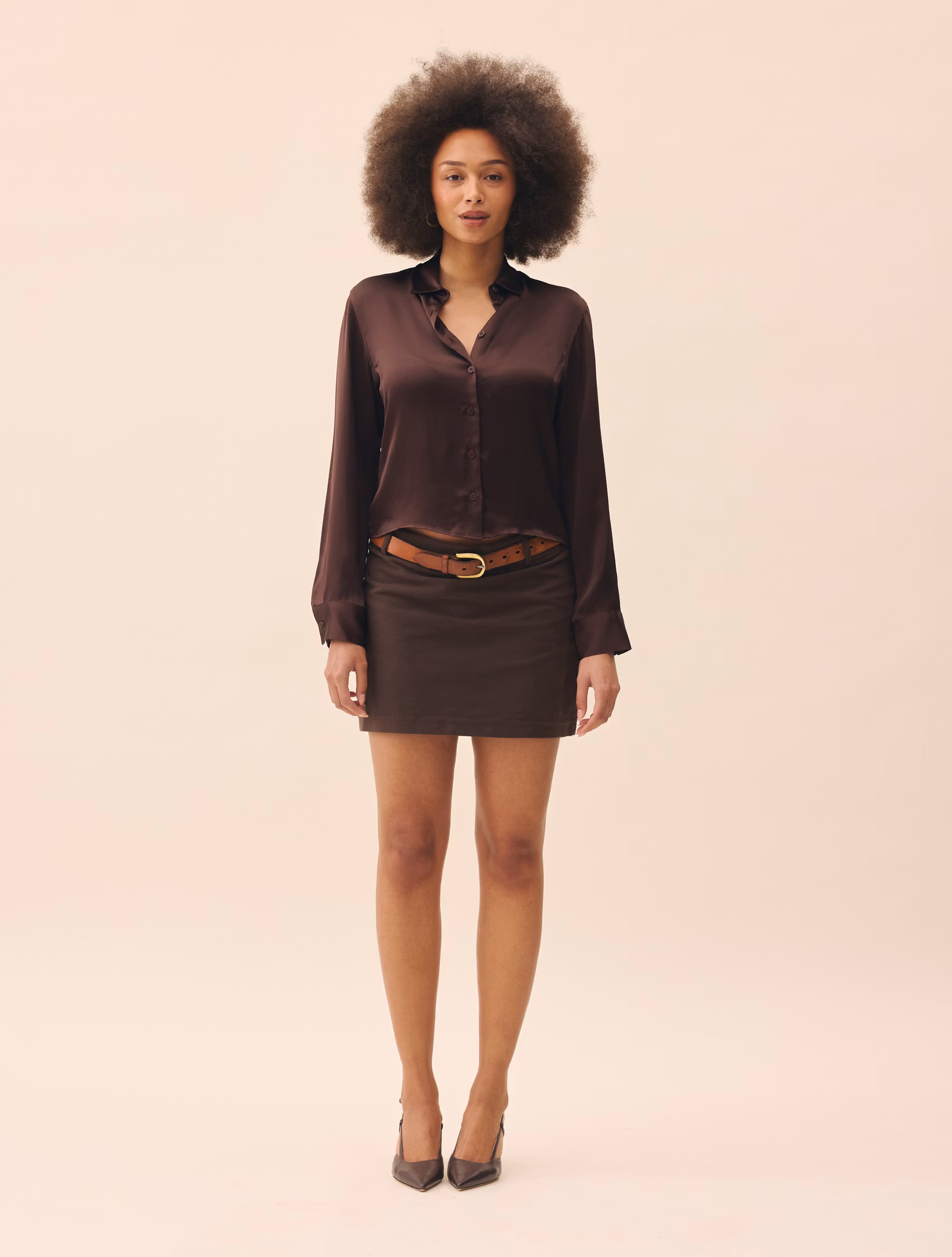 Moleskin Mini Skirt Brown