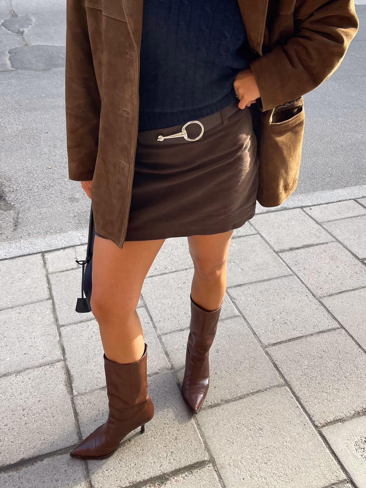 Moleskin Mini Skirt Brown