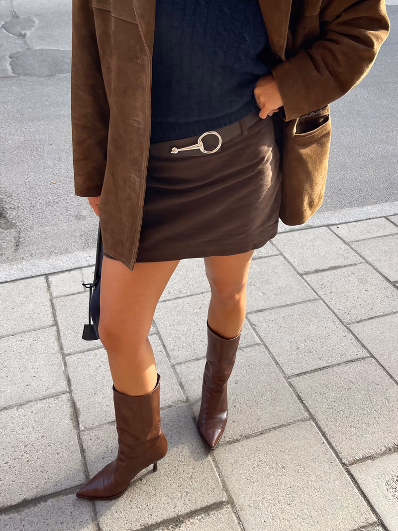 Moleskin Mini Skirt Brown
