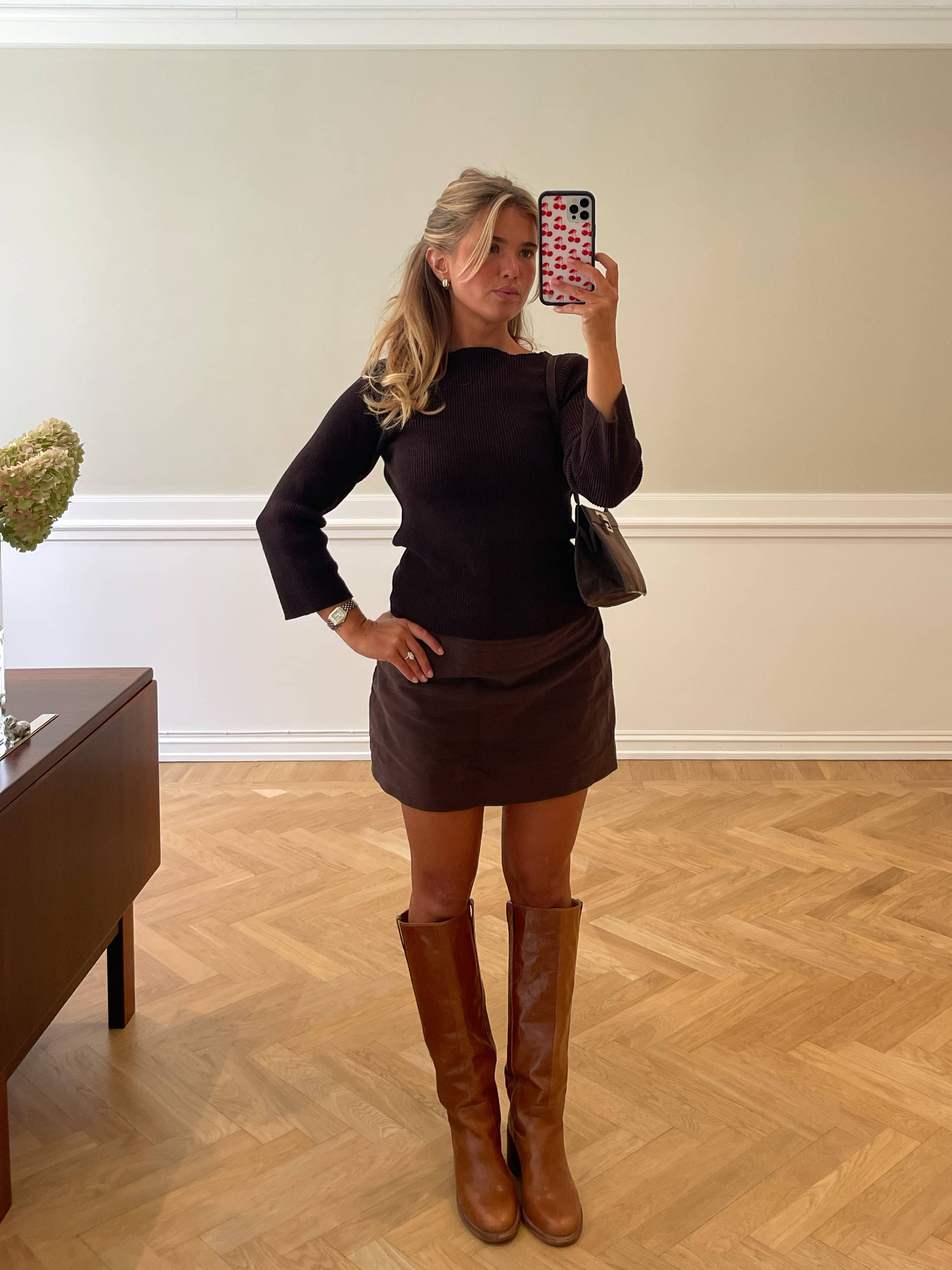 Moleskin Mini Skirt Brown - Brown | Djerf Avenue