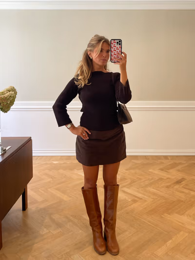 Moleskin Mini Skirt Brown