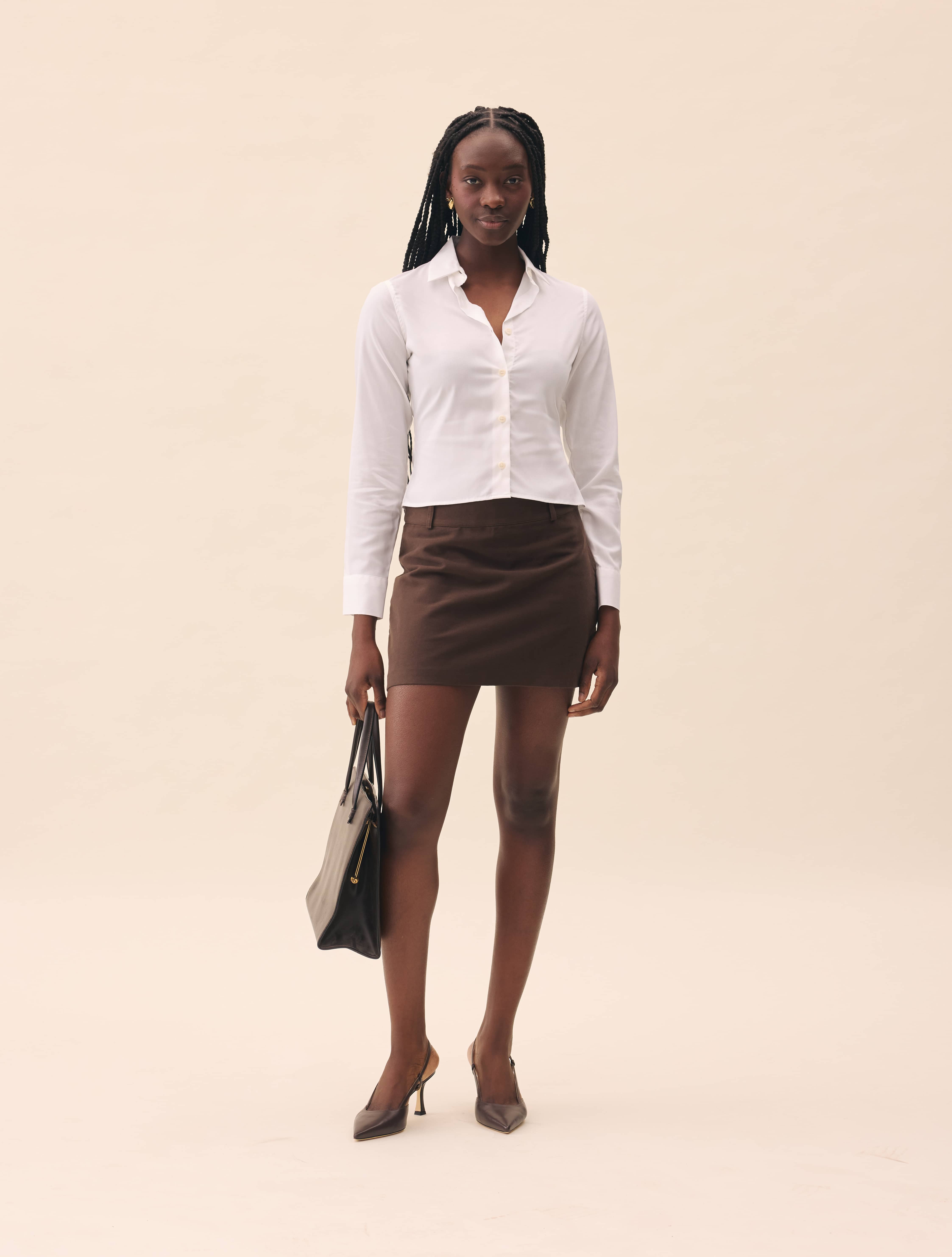 Moleskin Mini Skirt Brown - Brown | Djerf Avenue