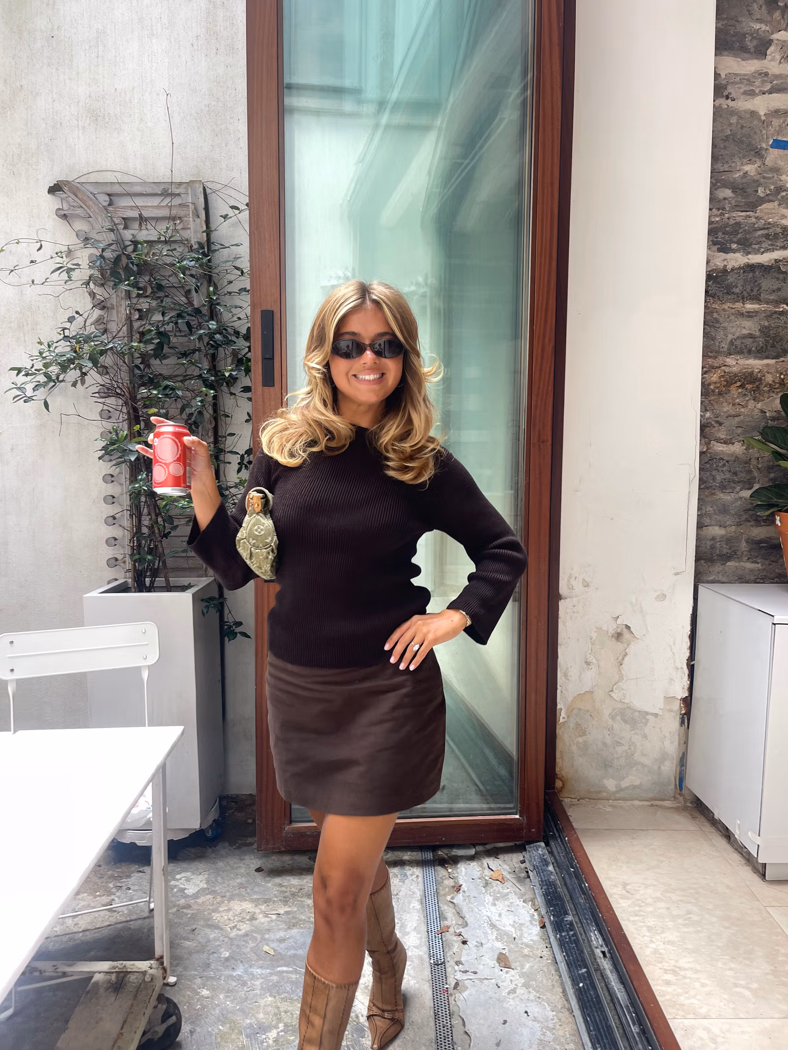 Moleskin Mini Skirt Brown