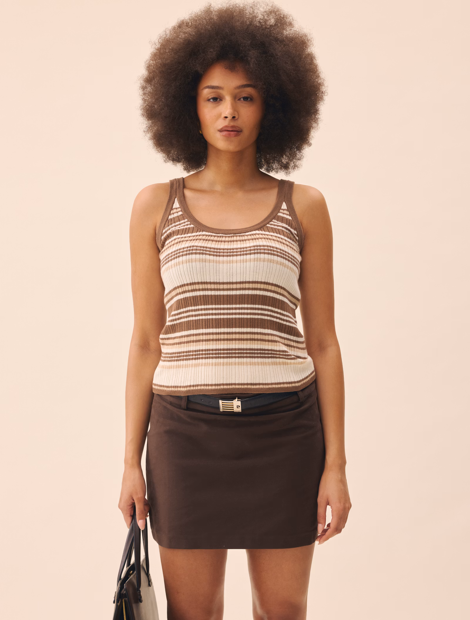 Moleskin Mini Skirt Brown