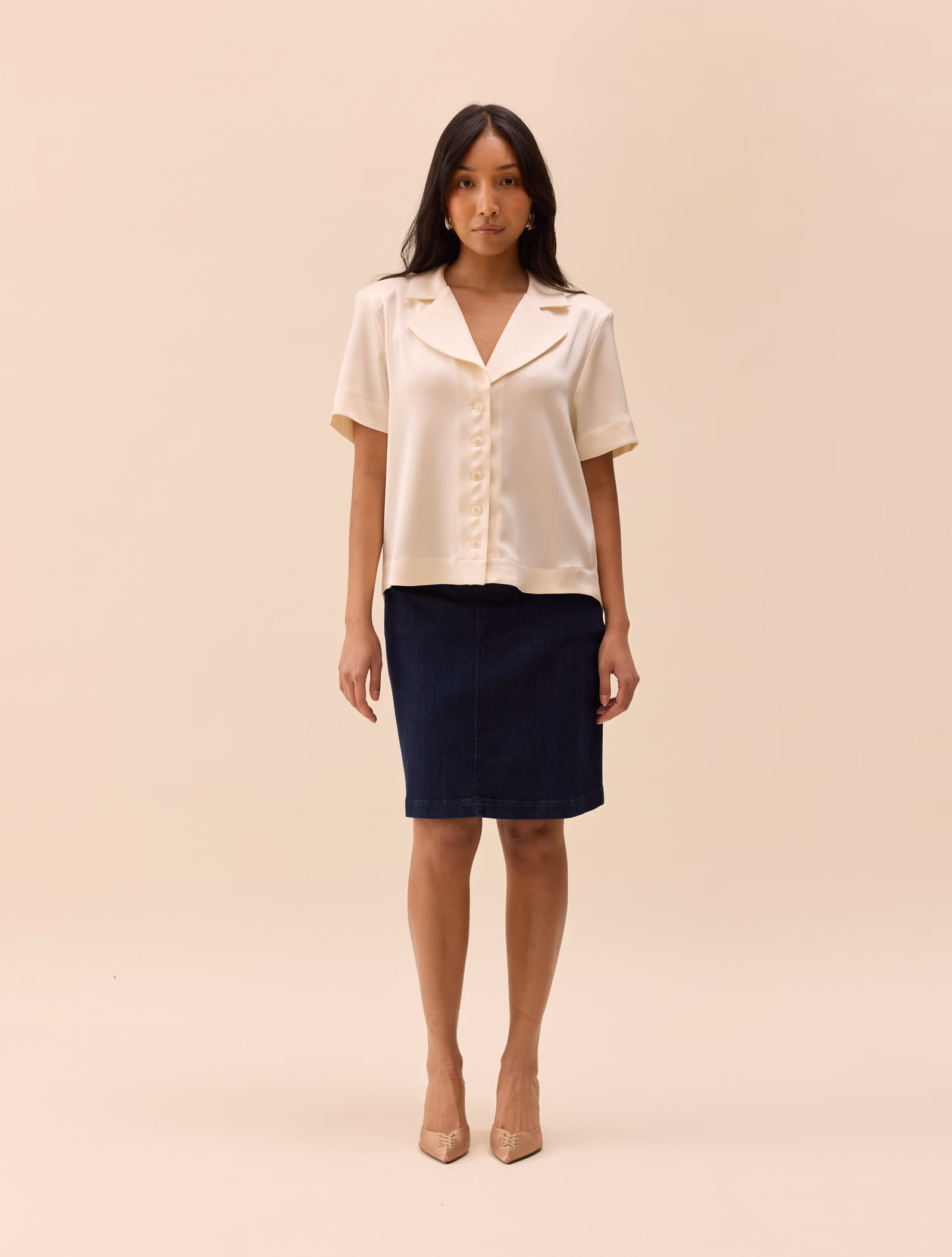 Denim A-line Skirt Midnight Blue