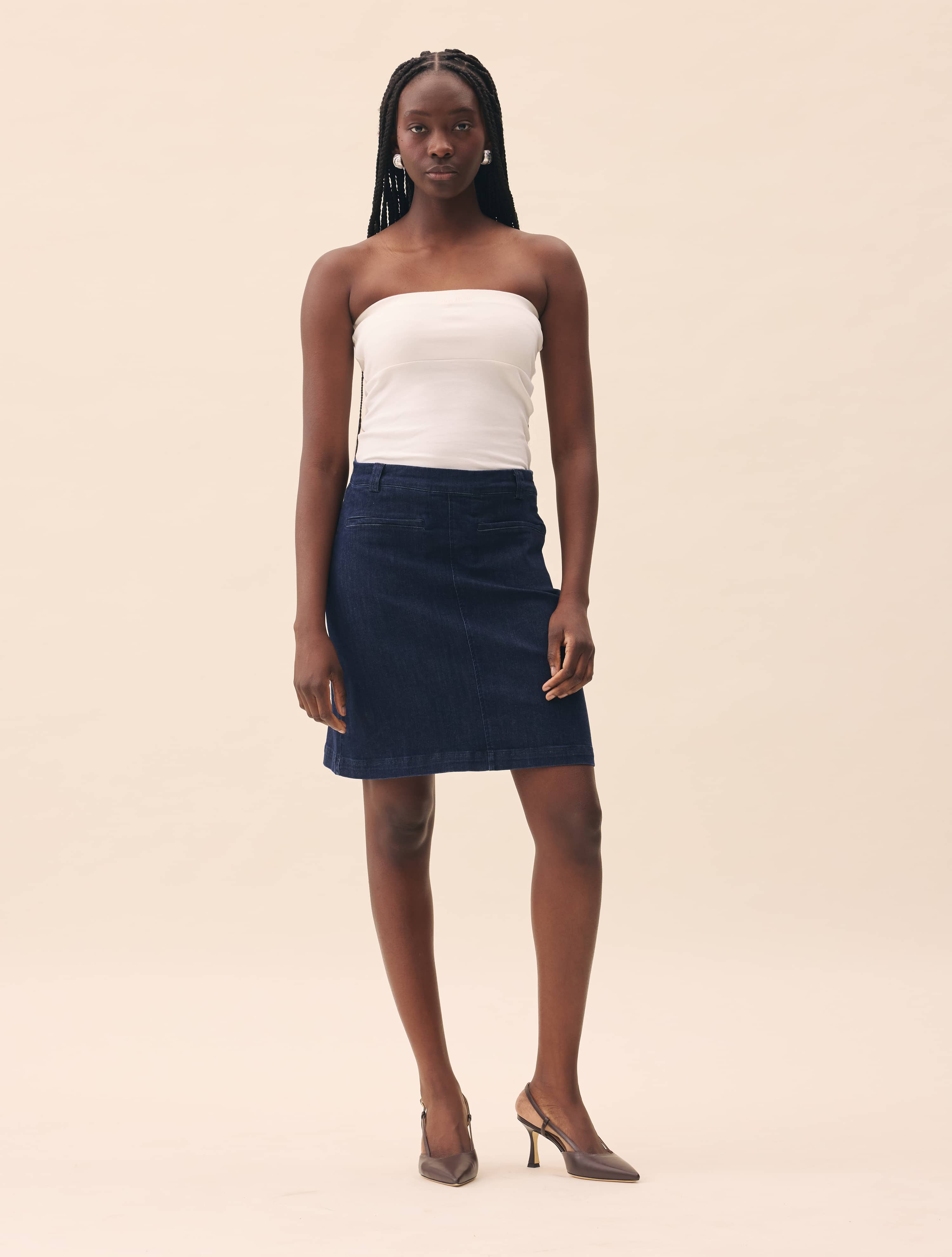 Denim A-line Skirt Midnight Blue - Midnight Blue | Djerf Avenue