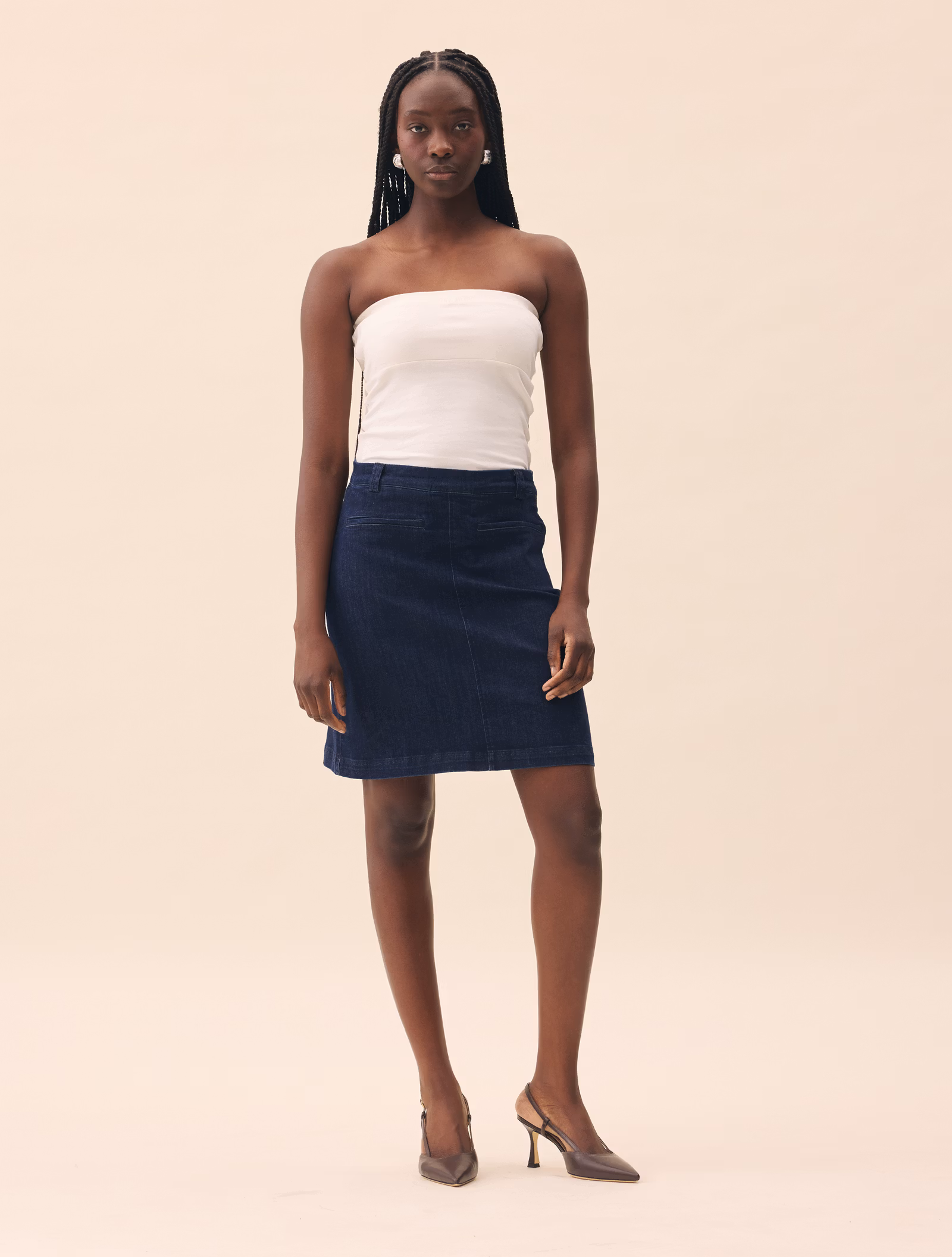 Denim A-line Skirt Midnight Blue