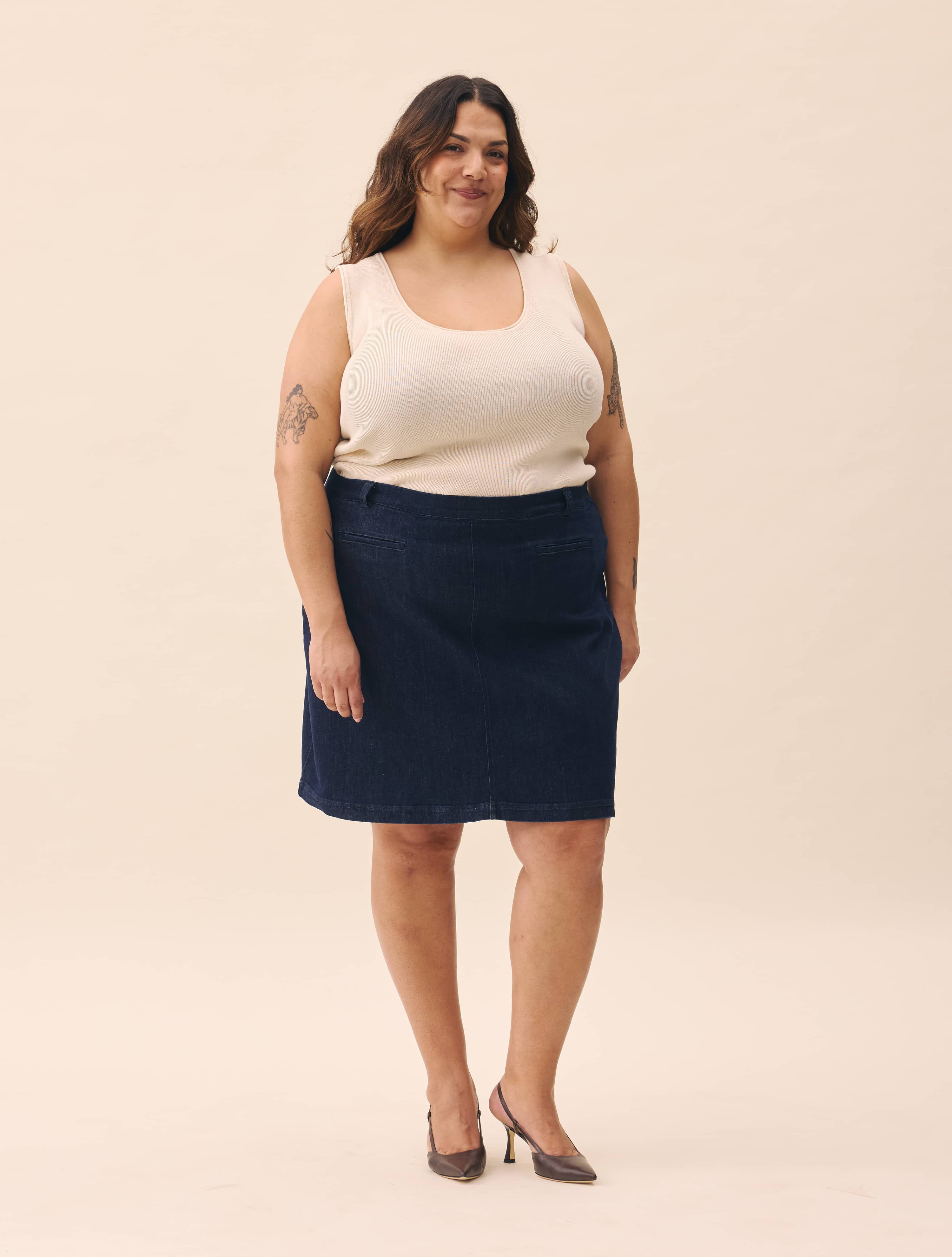 Denim A-line Skirt Midnight Blue - Midnight Blue | Djerf Avenue