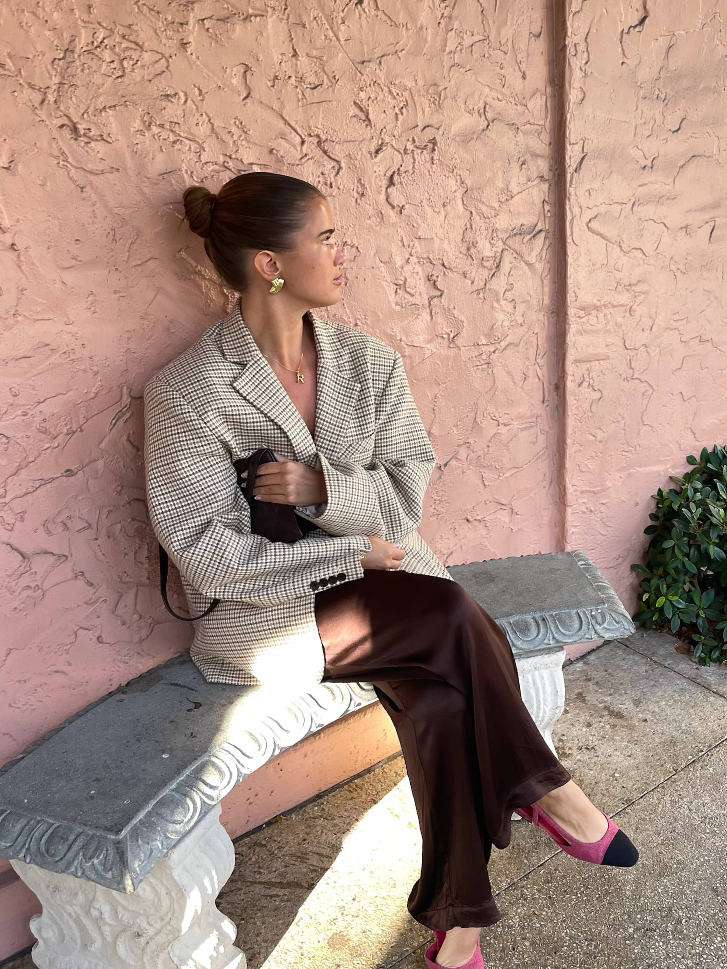 Weekend Blazer Checked Oat - Checked oat | Djerf Avenue