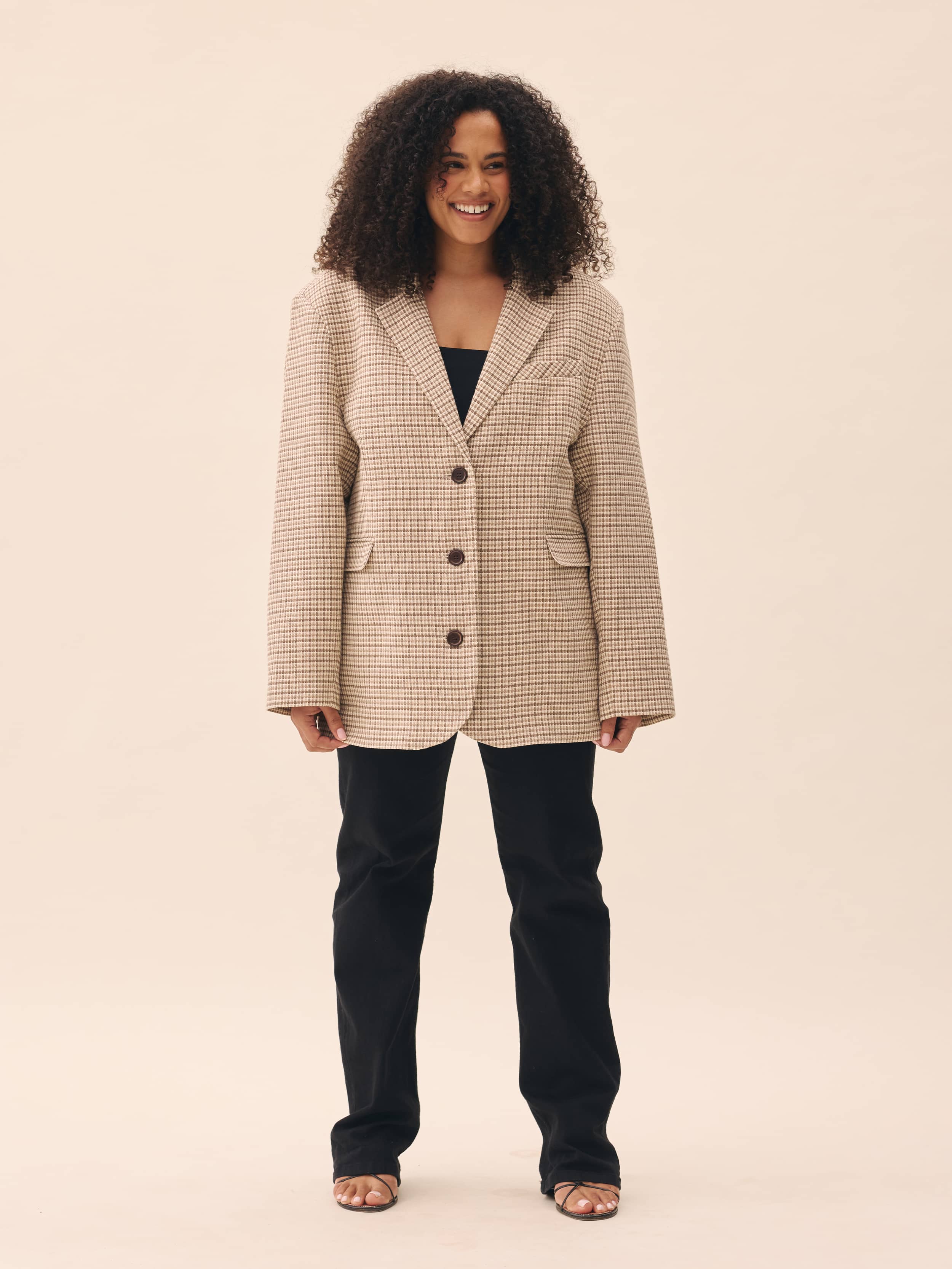 Weekend Blazer Checked Oat - Checked oat | Djerf Avenue