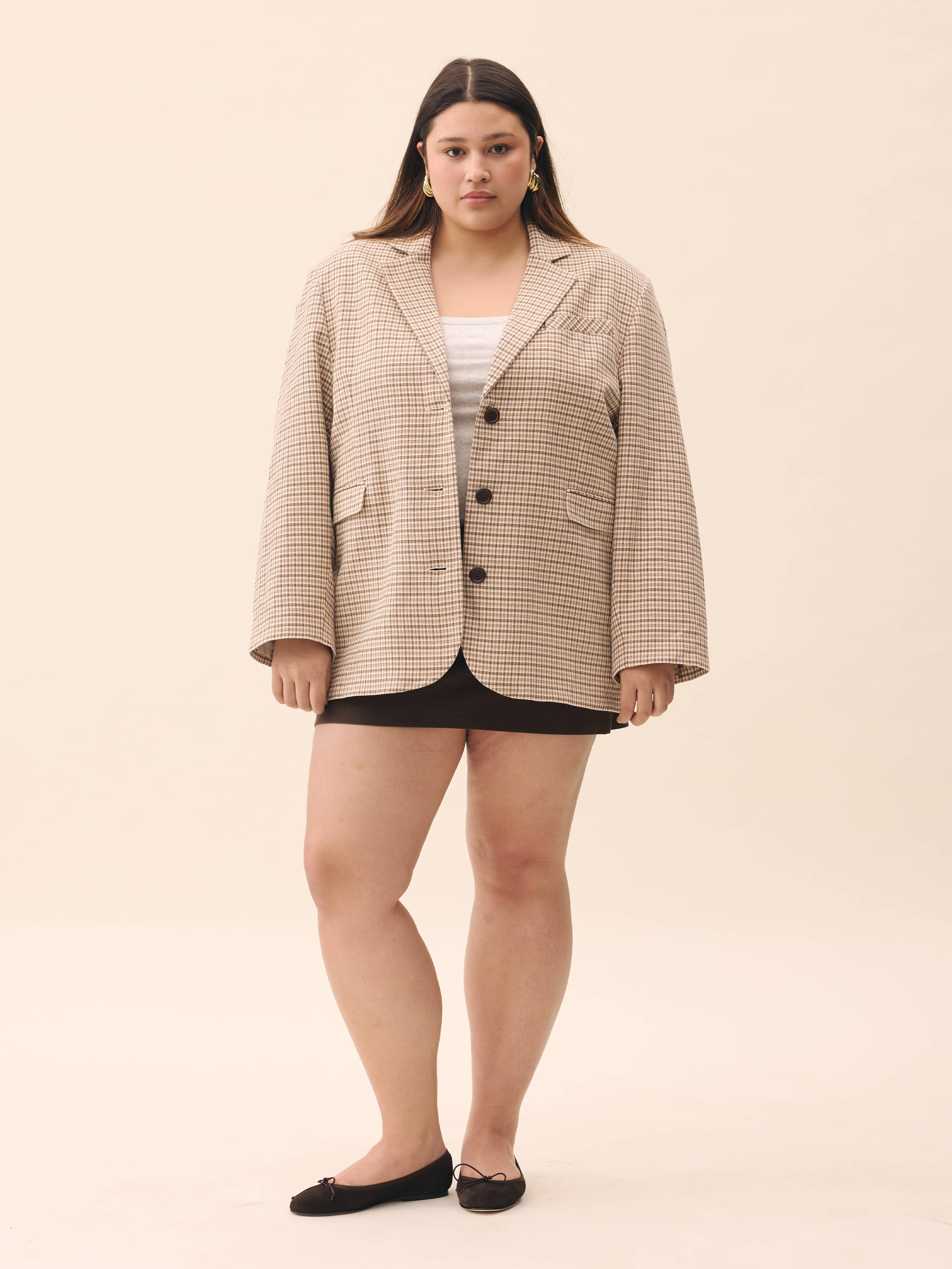 Weekend Blazer Checked Oat - Checked oat | Djerf Avenue