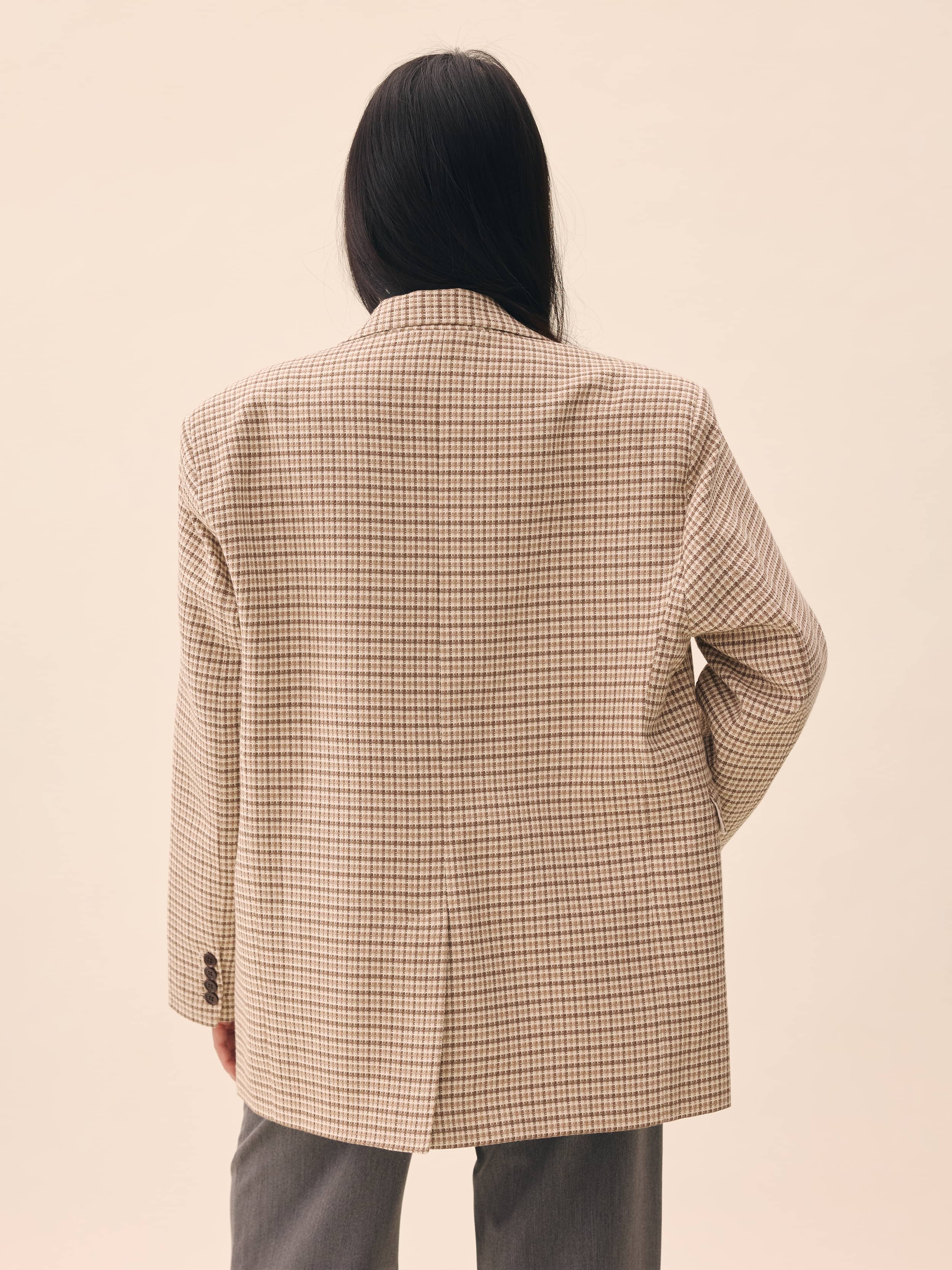 Weekend Blazer Checked Oat - Checked oat | Djerf Avenue
