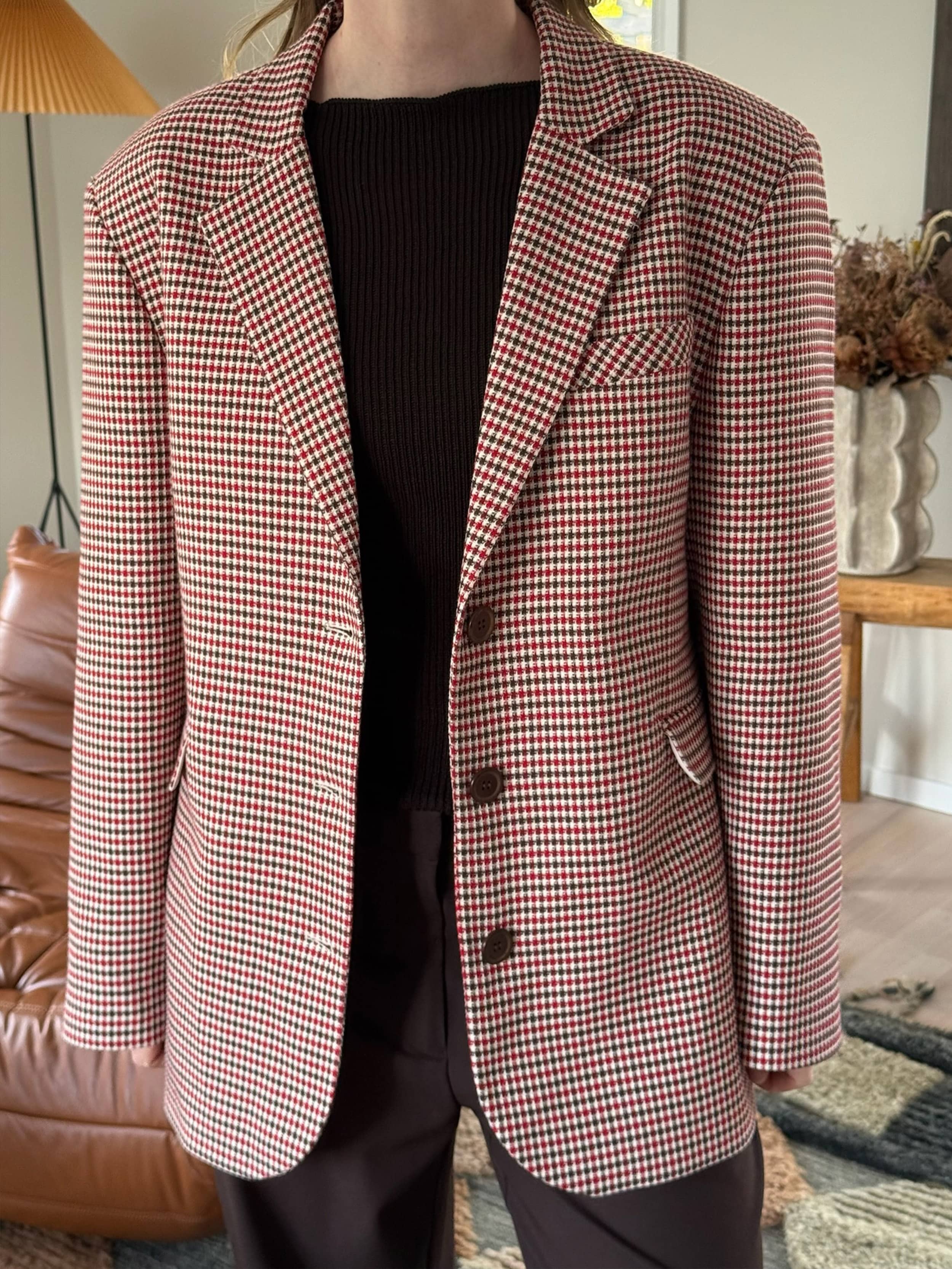 Weekend Blazer Checked Red - Checked Red | Djerf Avenue