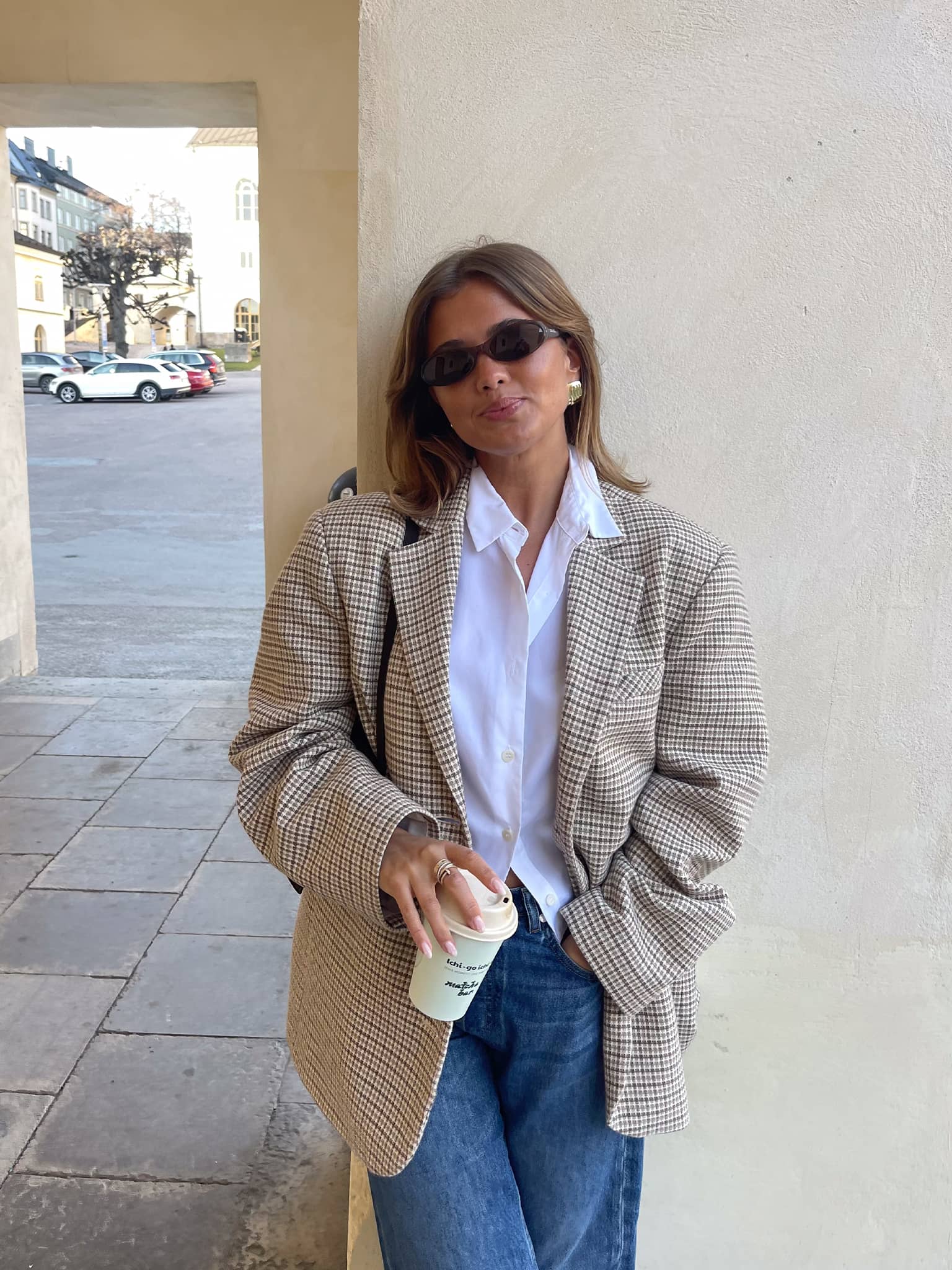 Weekend Blazer Checked Oat - Checked oat | Djerf Avenue