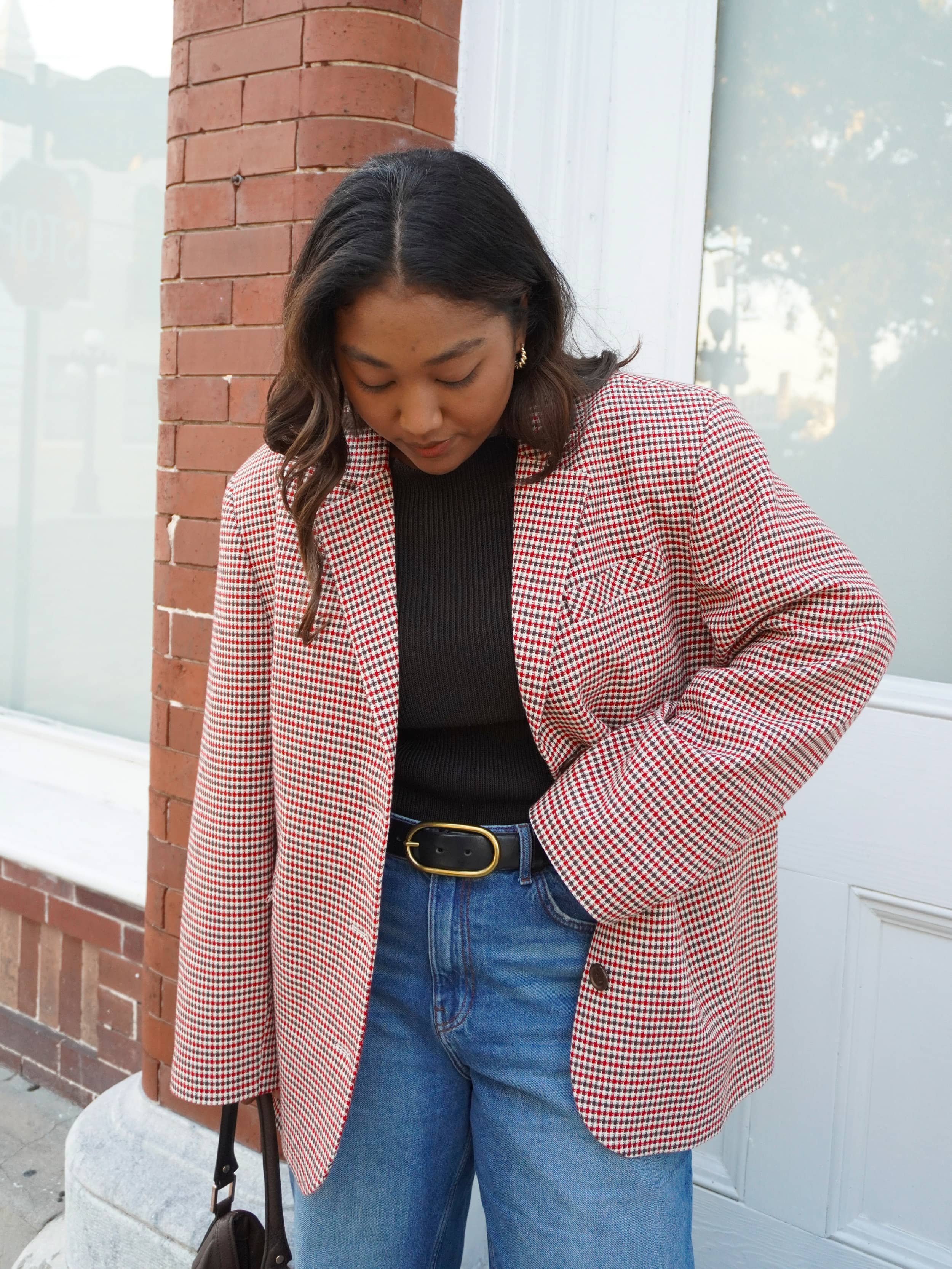 Weekend Blazer Checked Red - Checked Red | Djerf Avenue