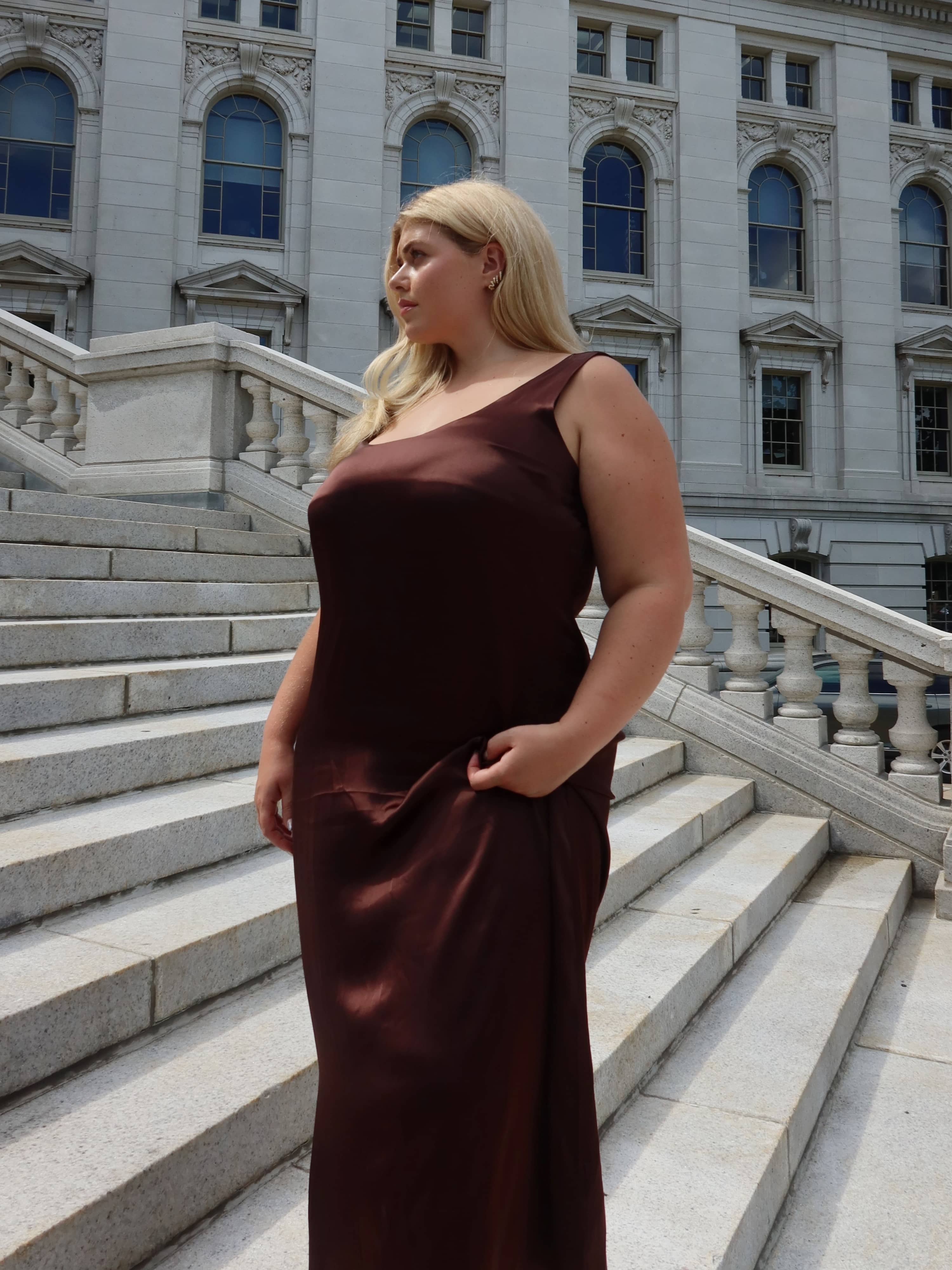 Satin Viscose Dress Dark Mocha - Dark mocha | Djerf Avenue