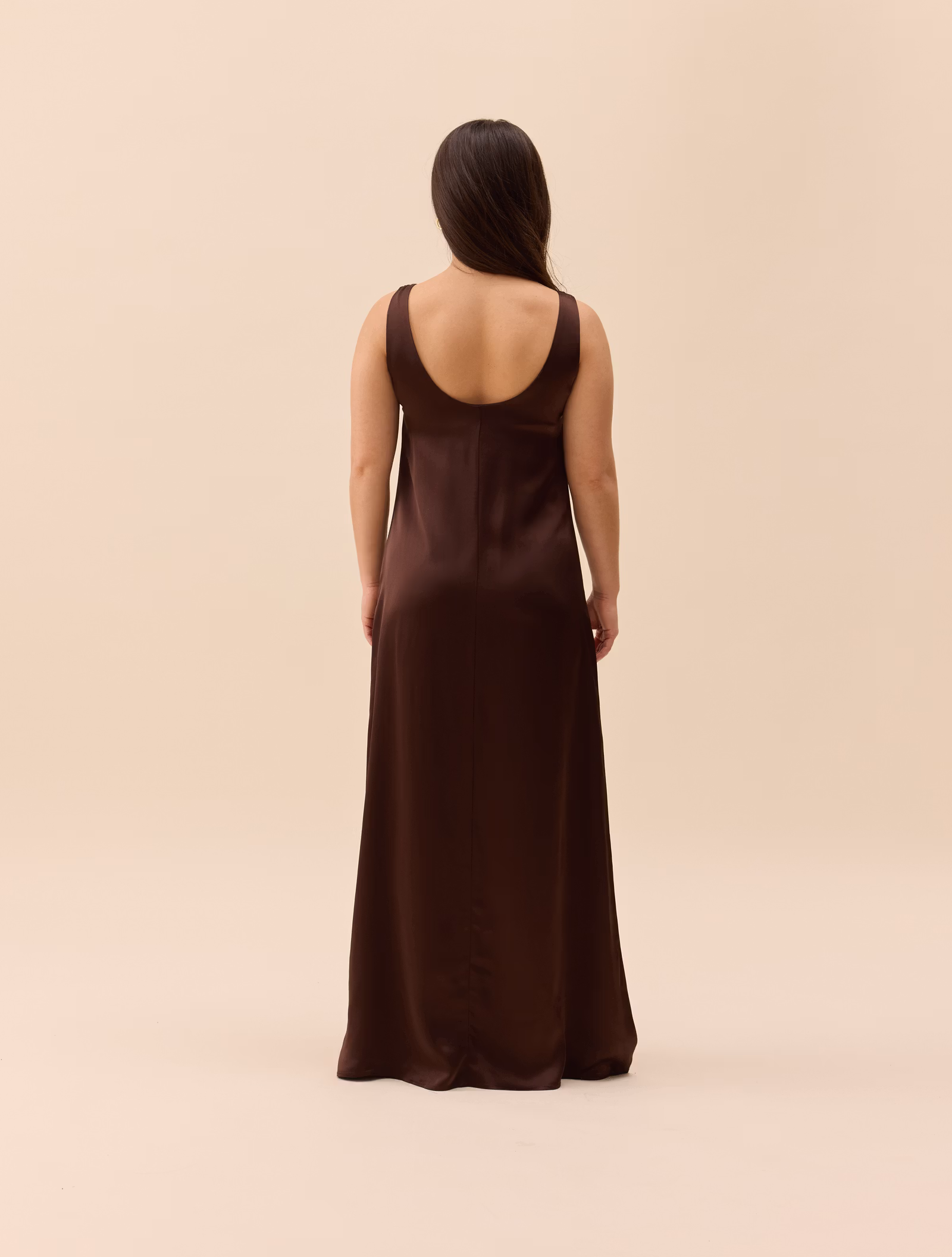 Satin Viscose Dress Dark Mocha