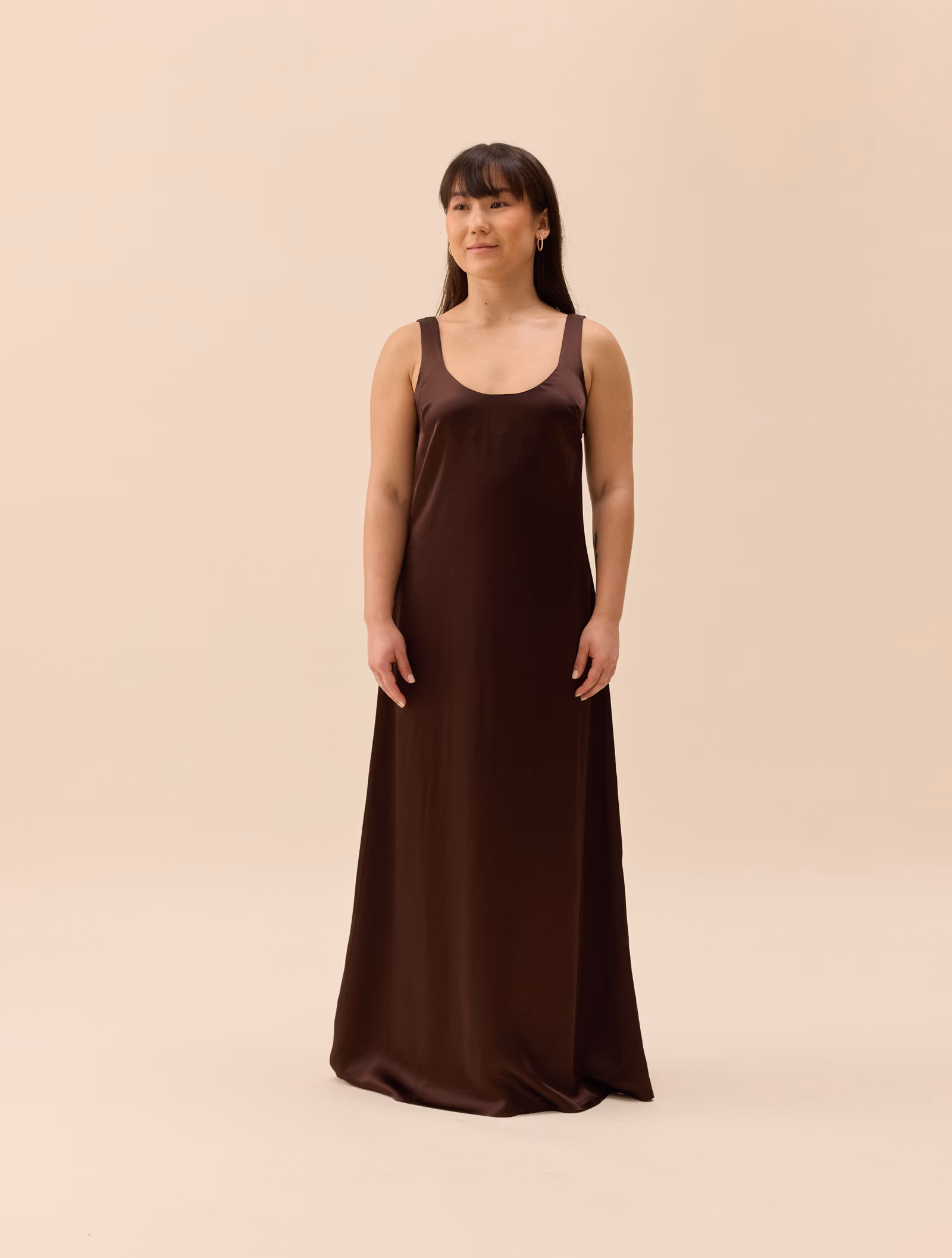 Satin Viscose Dress Dark Mocha