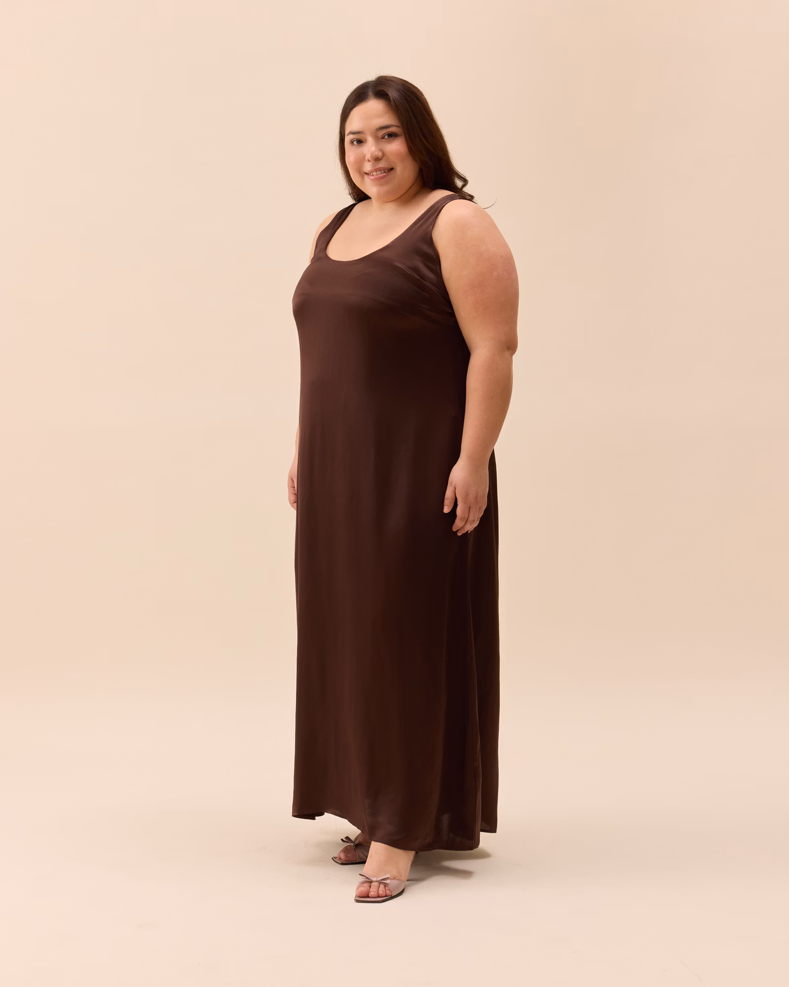 Satin Viscose Dress Dark Mocha