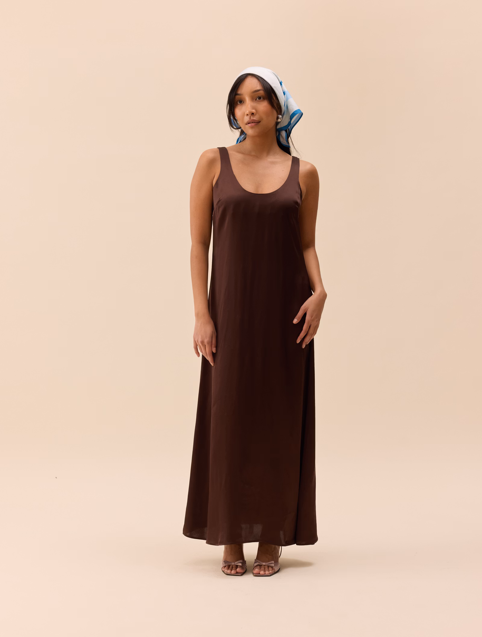 Satin Viscose Dress Dark Mocha