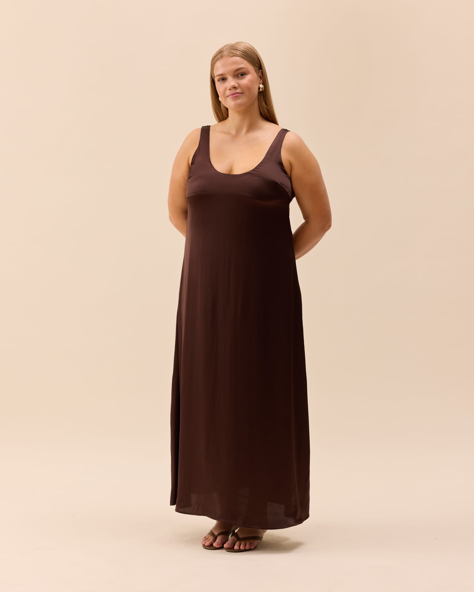 Satin Viscose Dress Dark Mocha