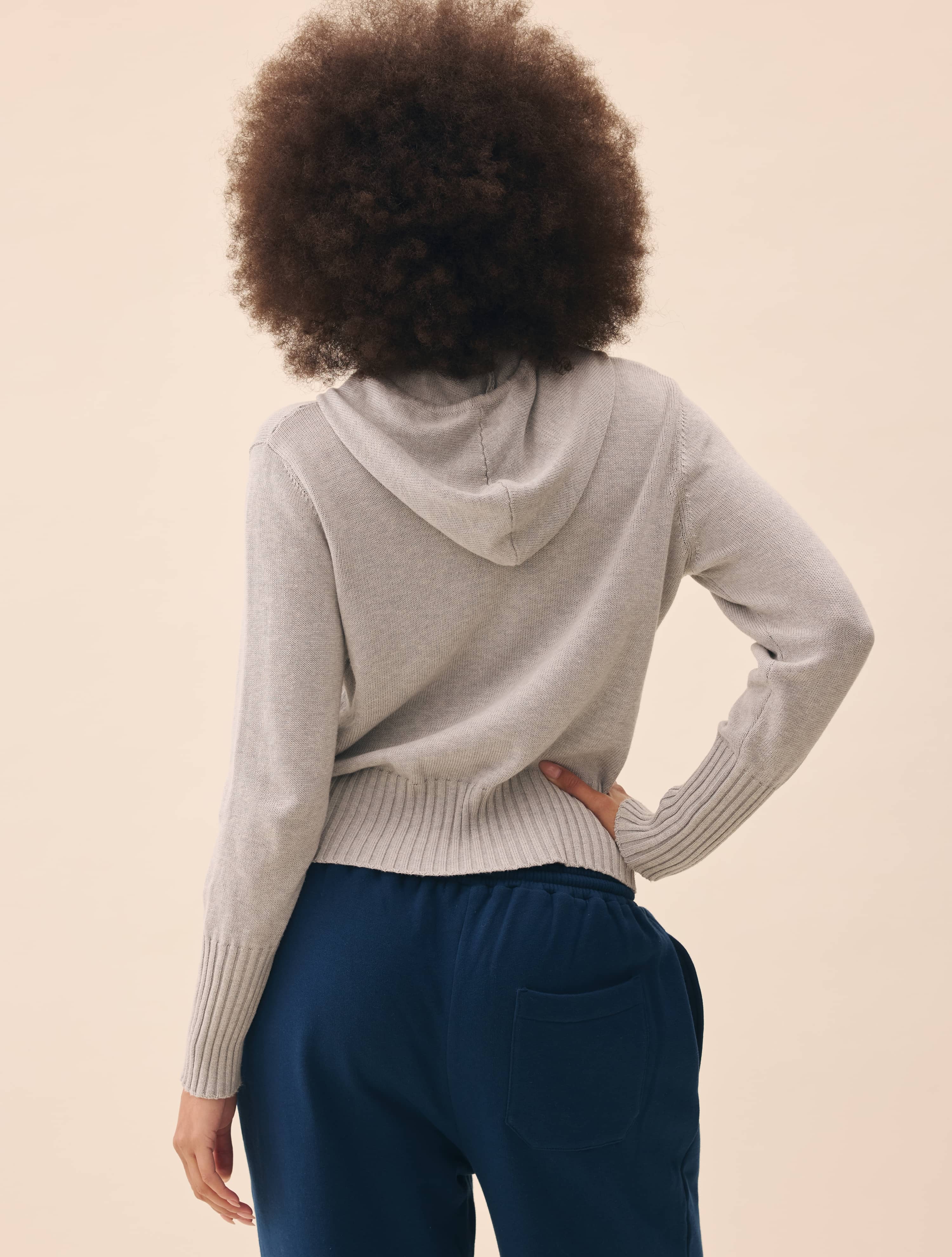 Knitted Zip Hoodie Light Grey - Light Grey | Djerf Avenue